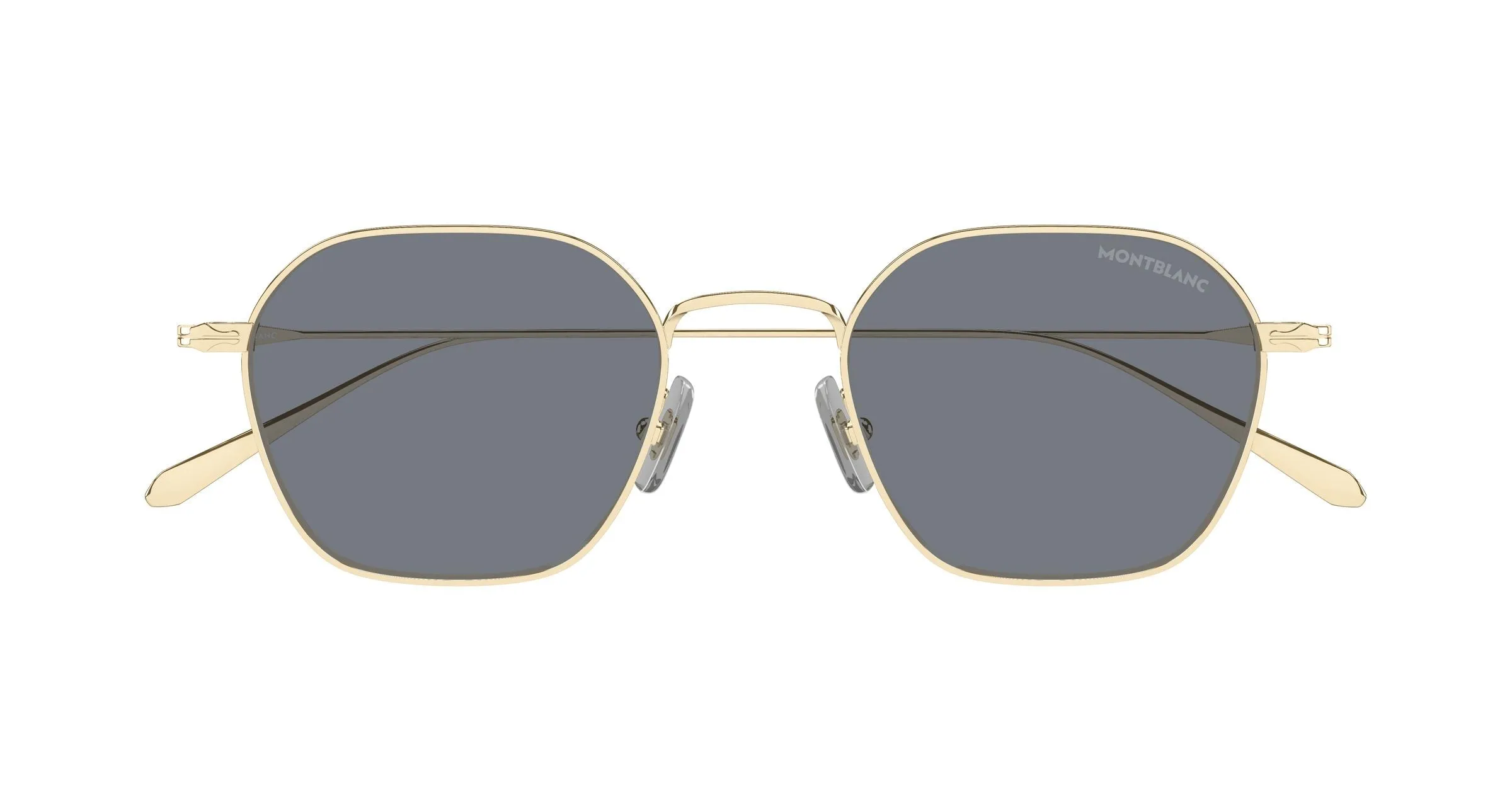 Montblanc MB0472S 001 Occhiali da sole Metallo Oro Grigio Geometrica - immagine 2