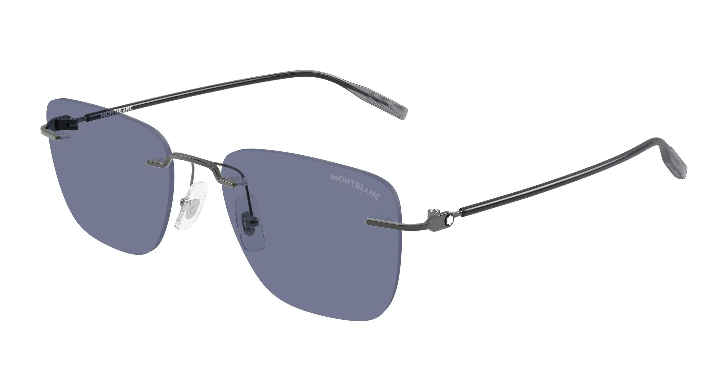 Montblanc MB0470S 004 Occhiali da sole Metallo Rutenio Viola Squadrata - immagine 1