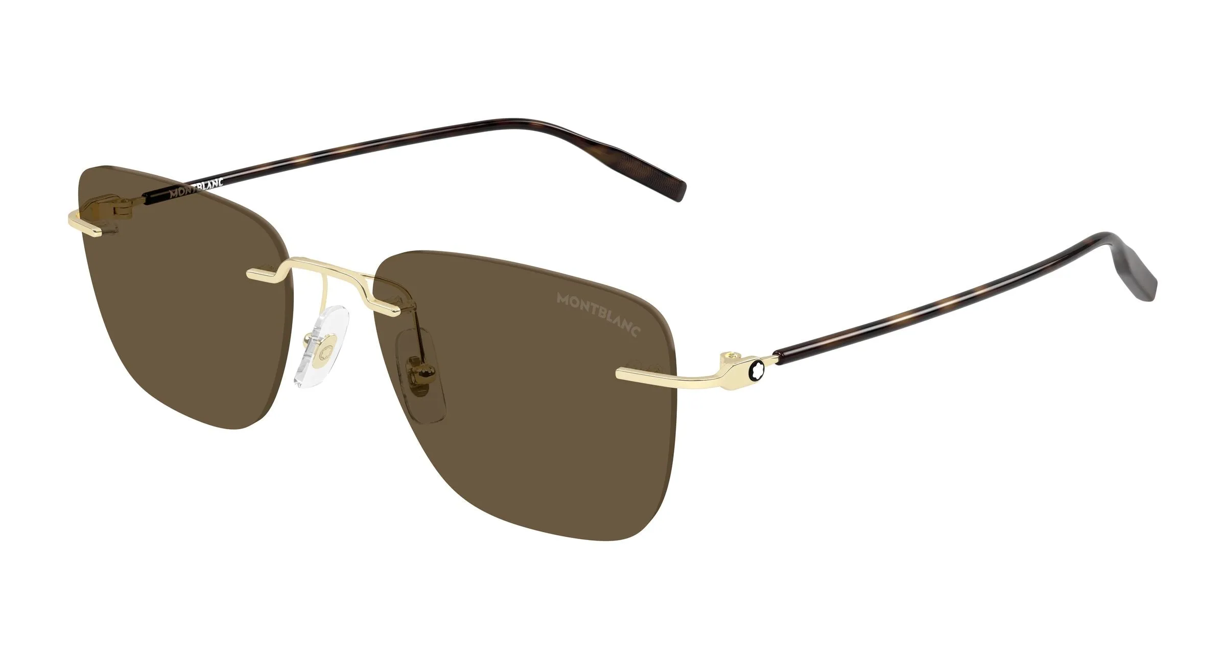 Montblanc MB0470S 003 Occhiali da sole Metallo Oro Marrone Squadrata - immagine 1
