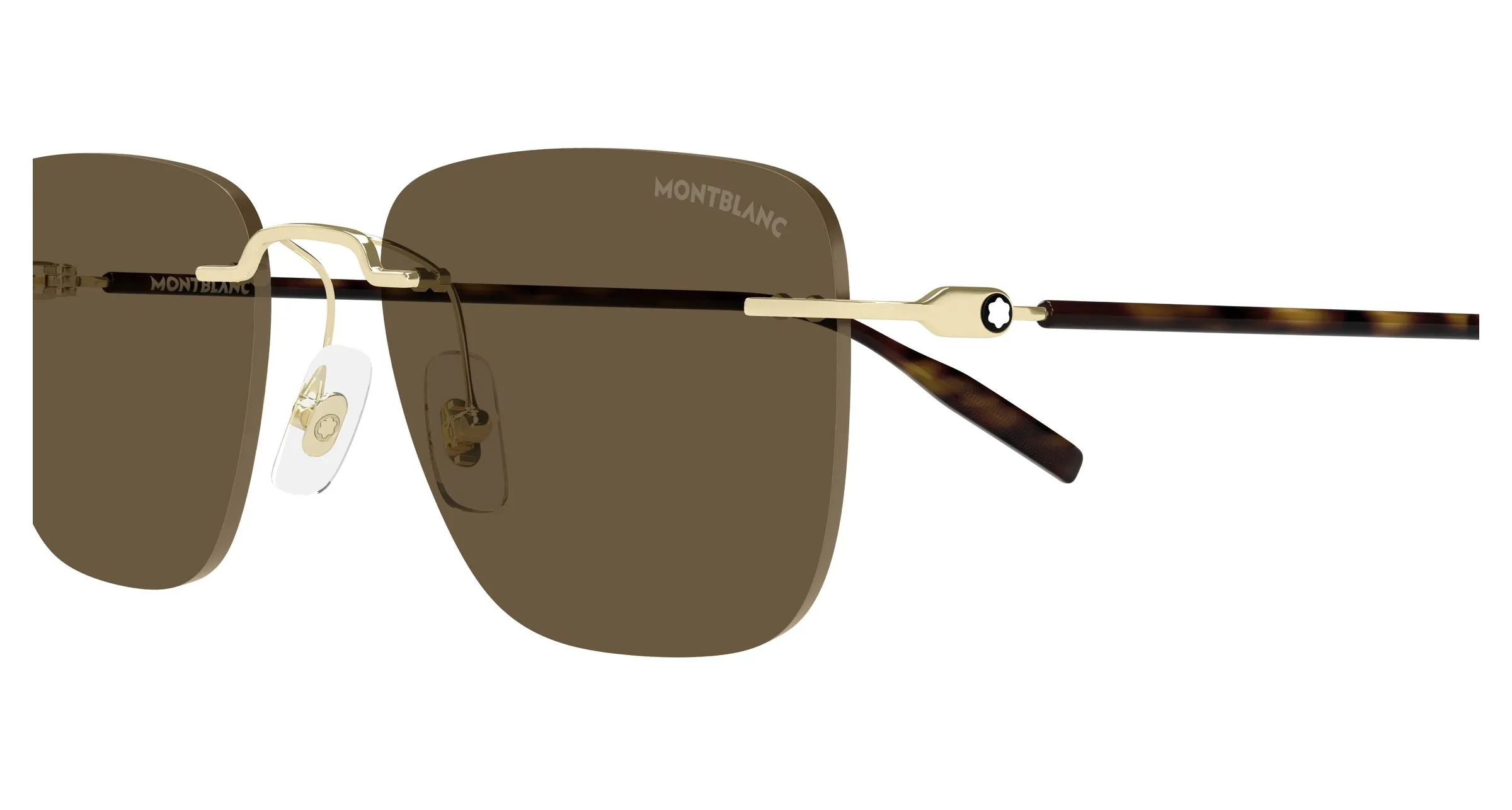Montblanc MB0470S 003 Occhiali da sole Metallo Oro Marrone Squadrata - immagine 3