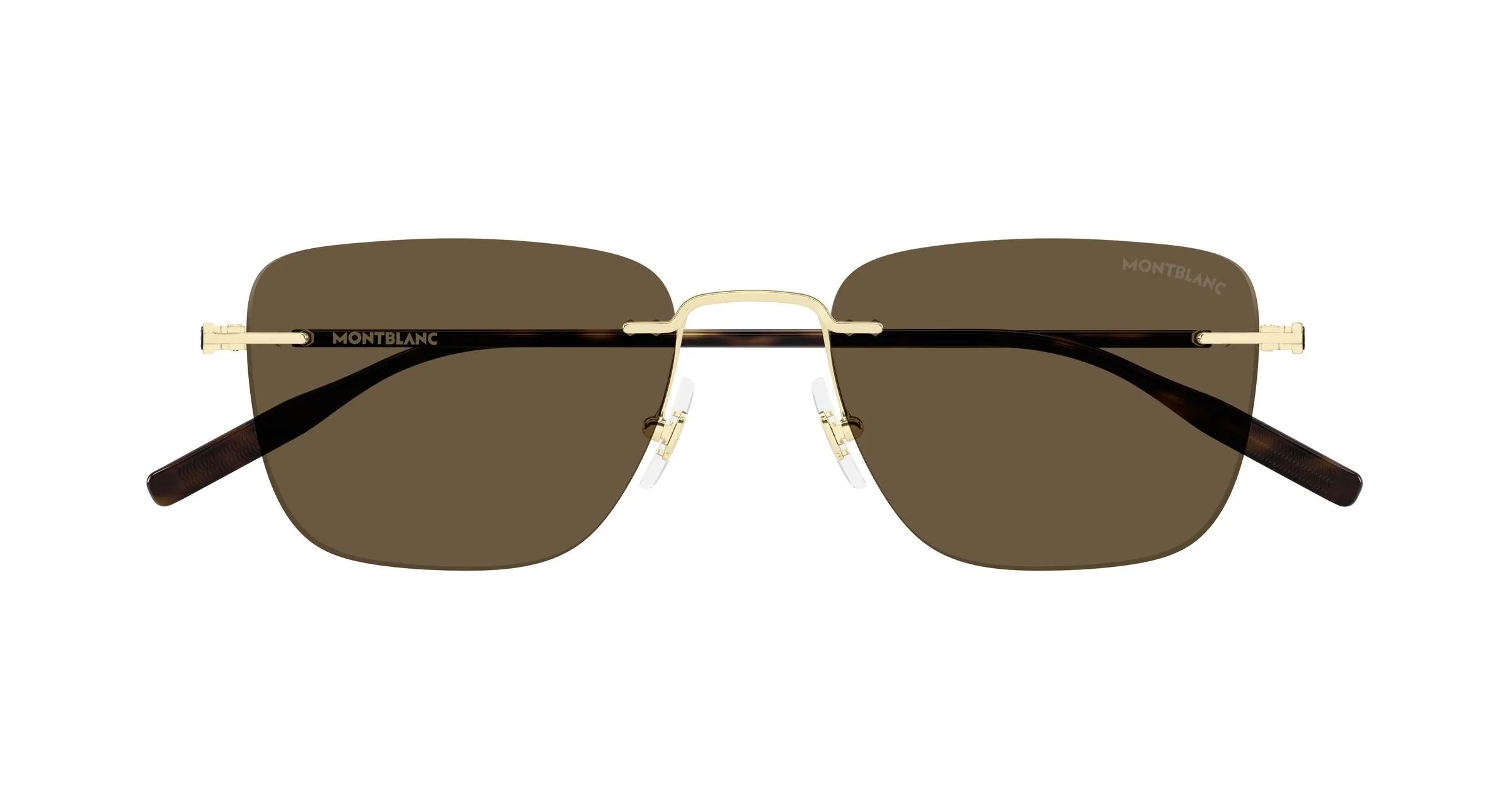 Montblanc MB0470S 003 Occhiali da sole Metallo Oro Marrone Squadrata - immagine 2