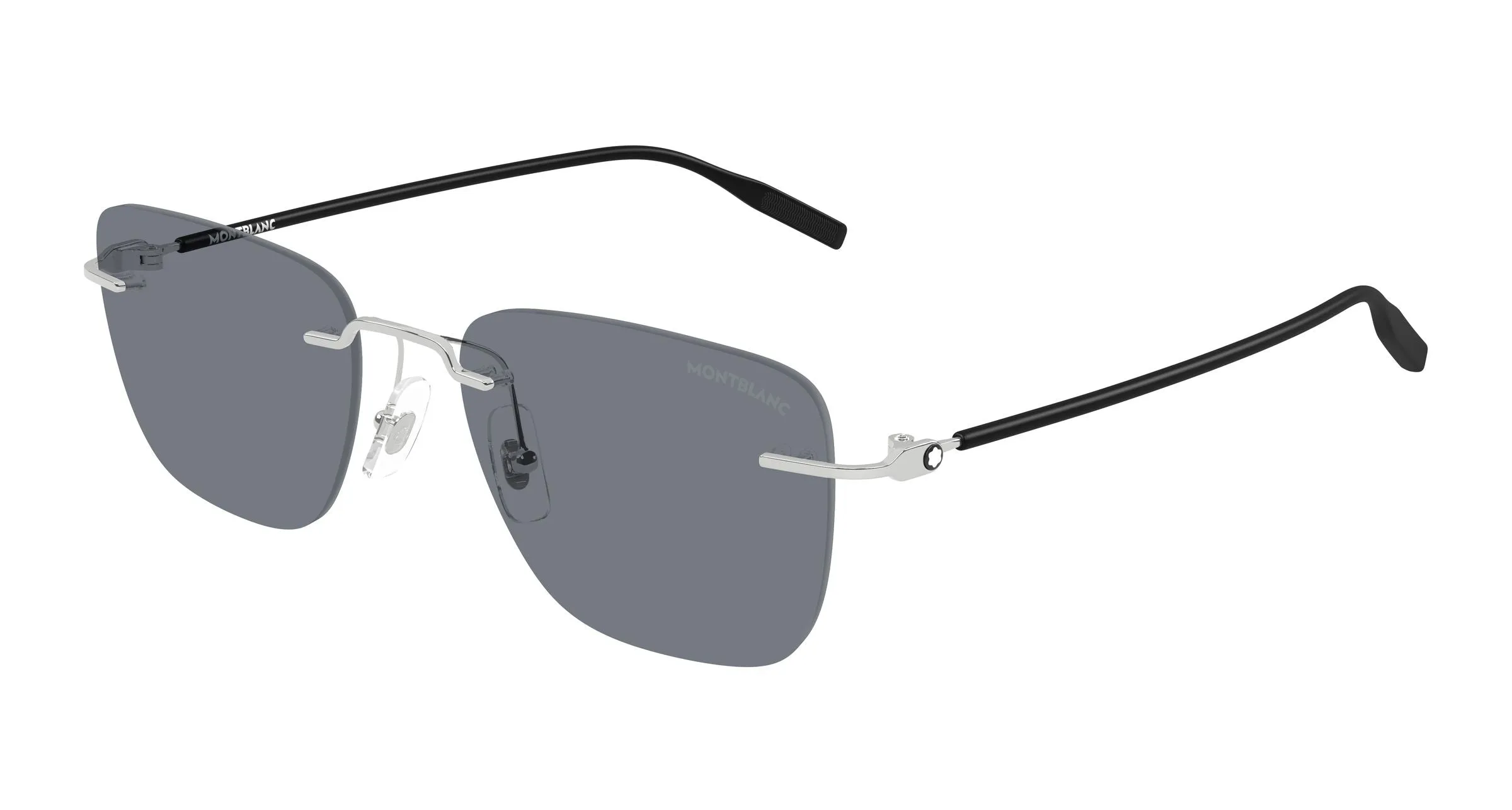 Montblanc MB0470S 002 Occhiali da sole Metallo Argento Grigio Squadrata - immagine 1