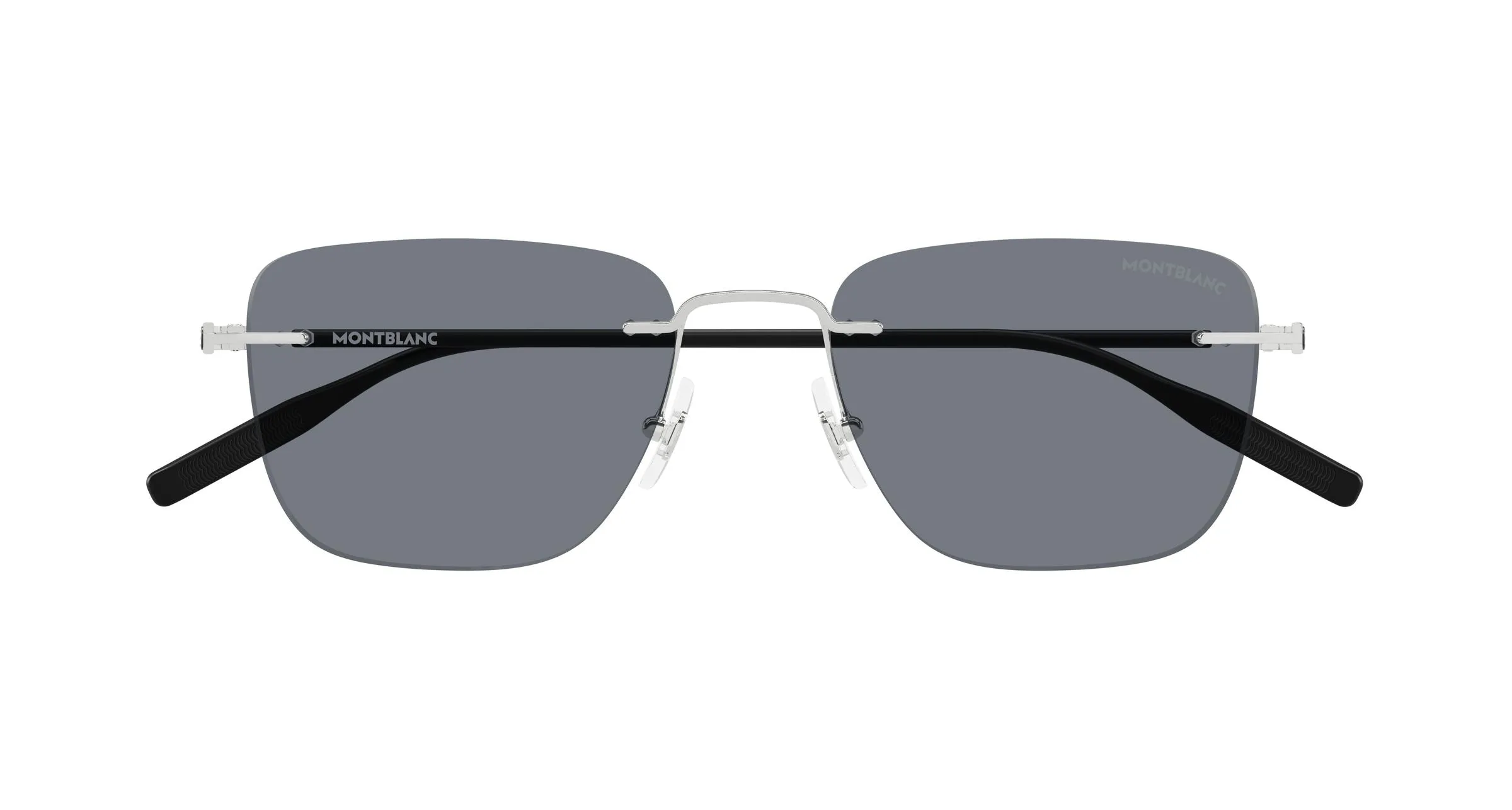 Montblanc MB0470S 002 Occhiali da sole Metallo Argento Grigio Squadrata - immagine 2