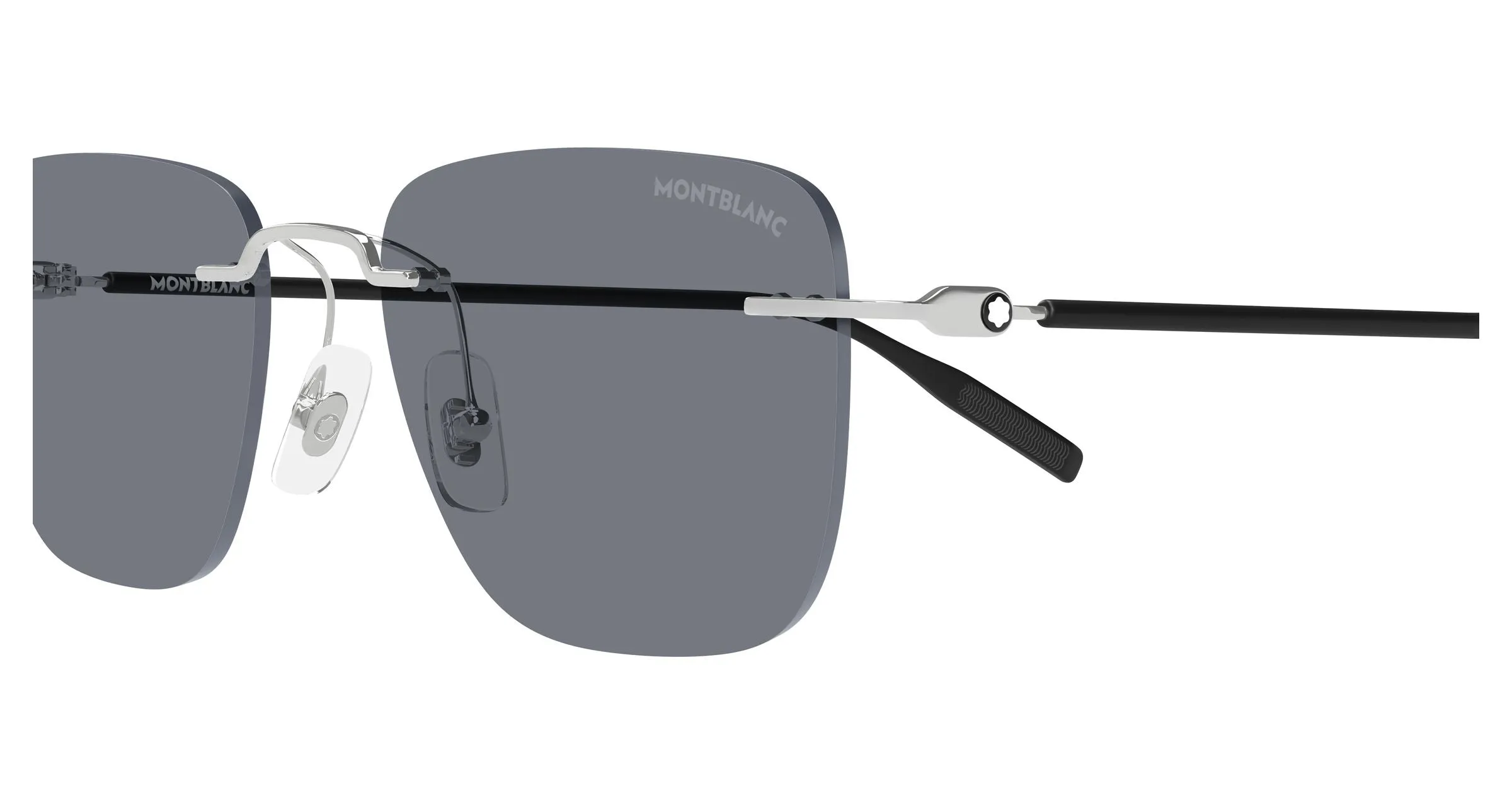 Montblanc MB0470S 002 Occhiali da sole Metallo Argento Grigio Squadrata - immagine 3