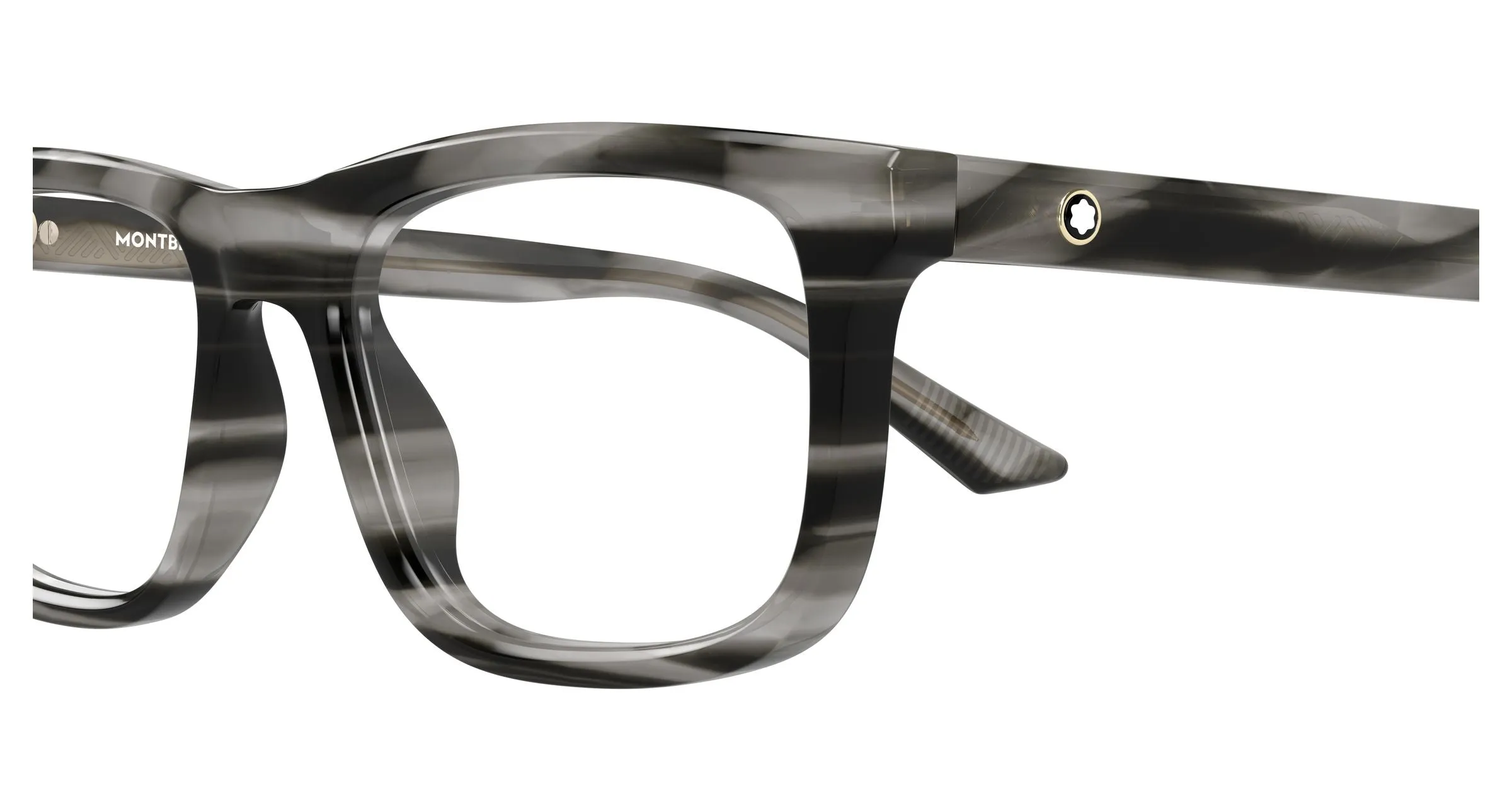 Montblanc MB0457O 009 Montature da vista Acetato Grigio Trasparente Squadrata - immagine 3