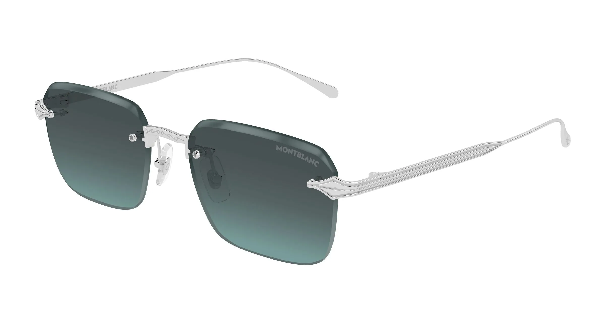 Montblanc MB0456S 002 Occhiali da sole Metallo Argento Grigio Squadrata - immagine 1