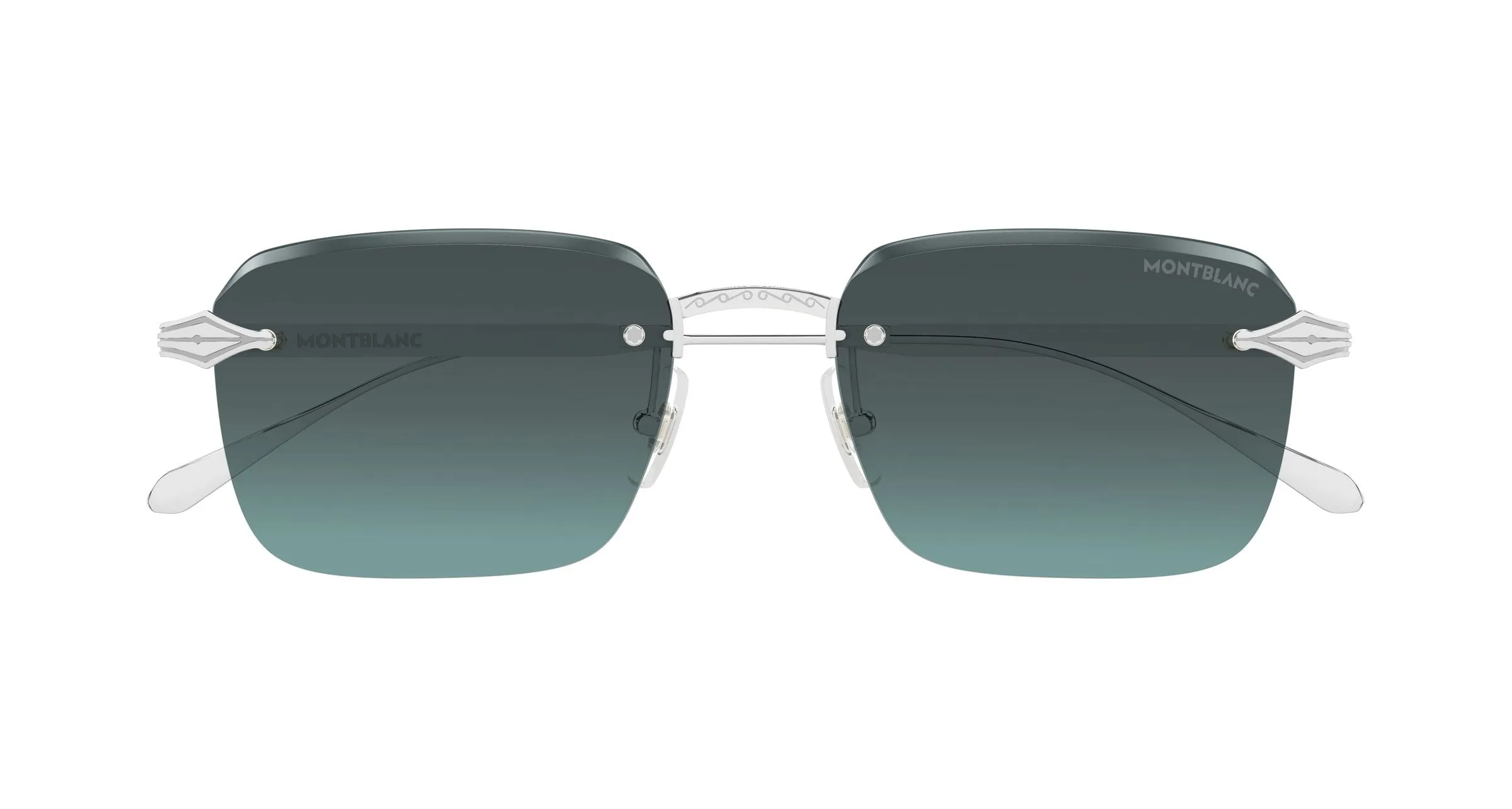 Montblanc MB0456S 002 Occhiali da sole Metallo Argento Grigio Squadrata - immagine 2