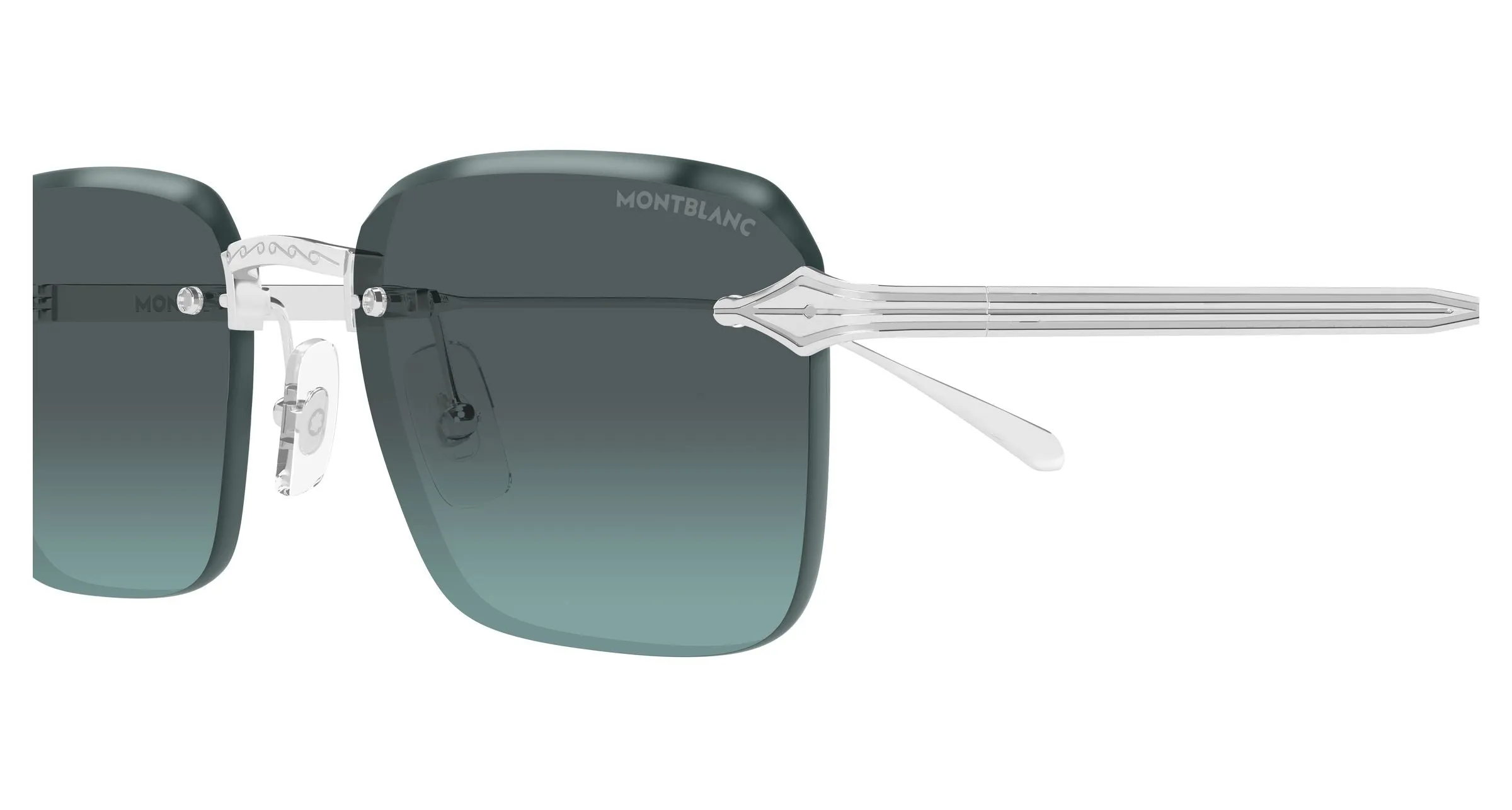 Montblanc MB0456S 002 Occhiali da sole Metallo Argento Grigio Squadrata - immagine 3
