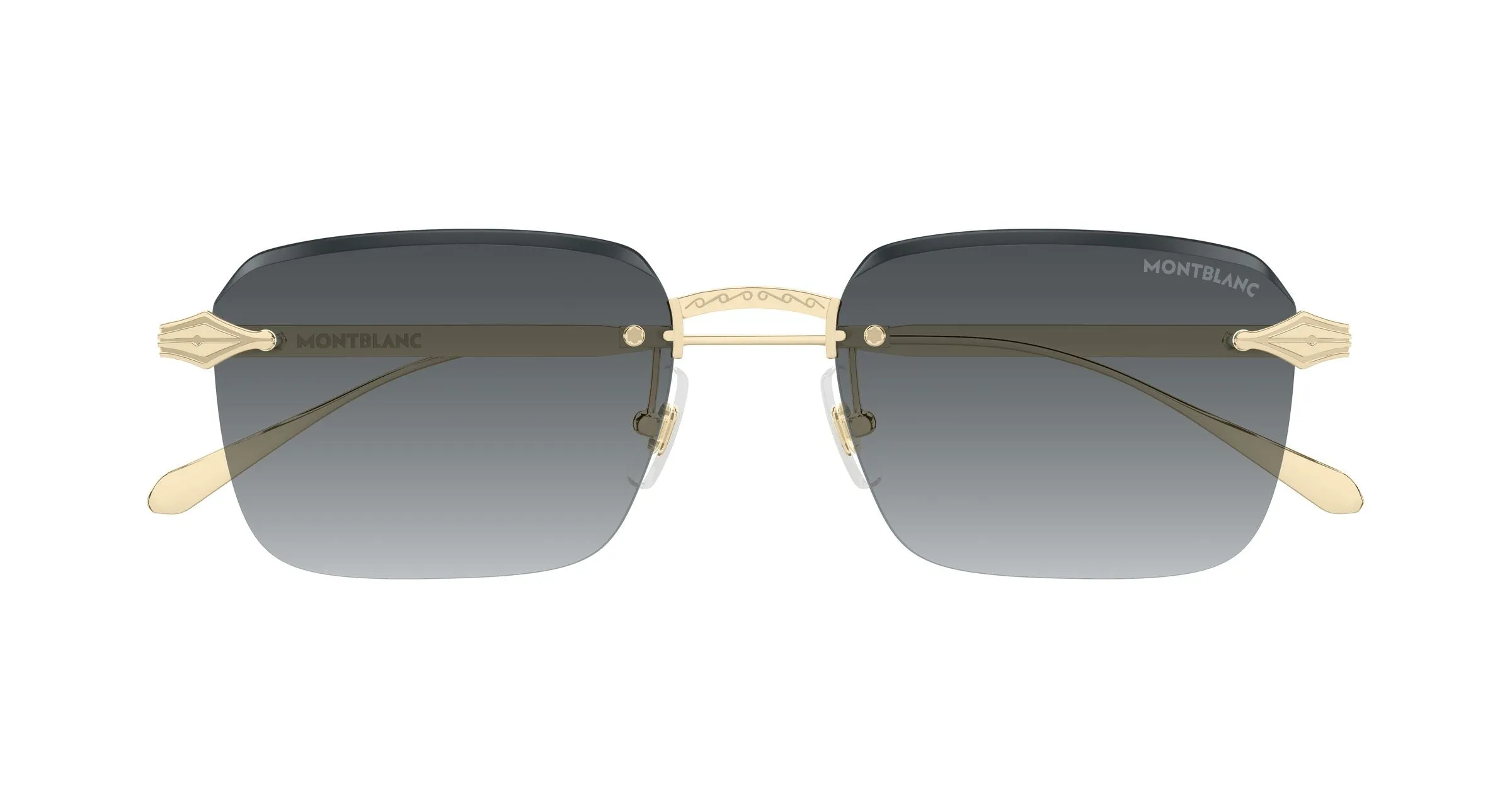 Montblanc MB0456S 001 Occhiali da sole Metallo Oro Grigio Squadrata - immagine 2