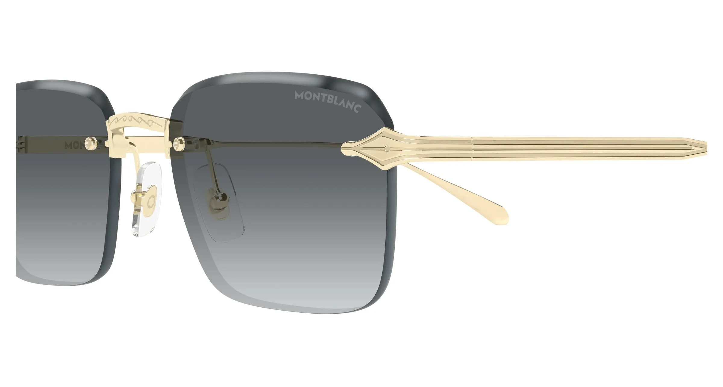 Montblanc MB0456S 001 Occhiali da sole Metallo Oro Grigio Squadrata - immagine 3
