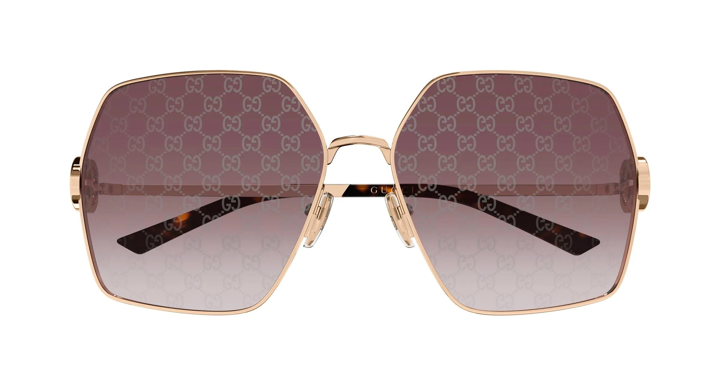 Gucci GG2163S 004 Occhiali da sole Metallo Oro Rosso Squadrata - immagine 2