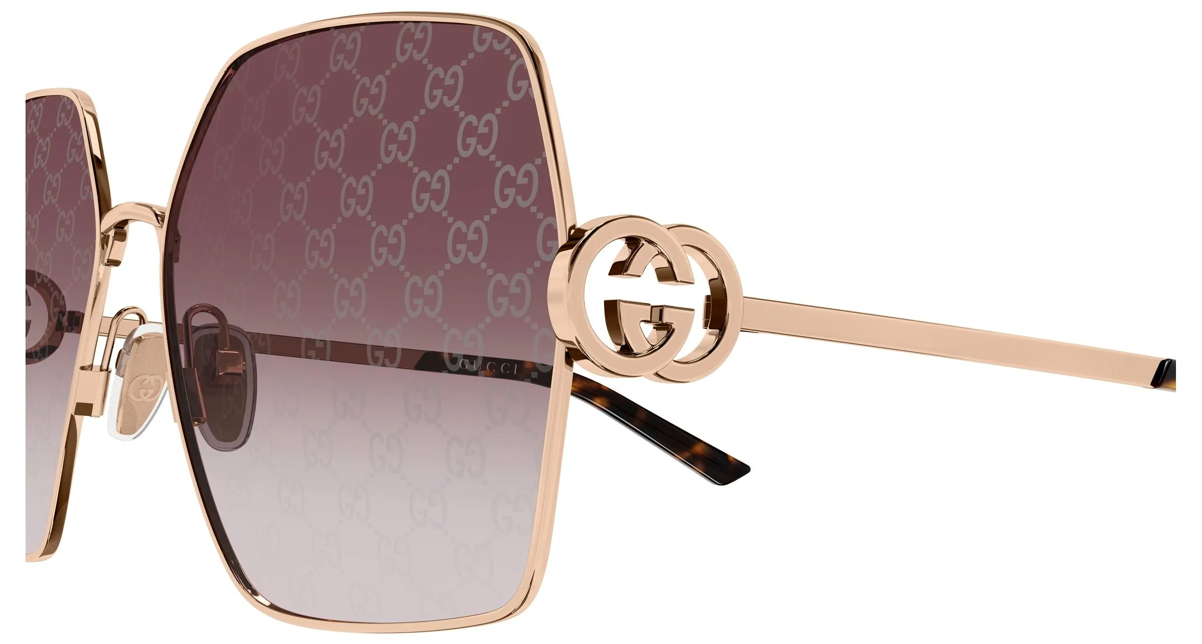 Gucci GG2163S 004 Occhiali da sole Metallo Oro Rosso Squadrata - immagine 3