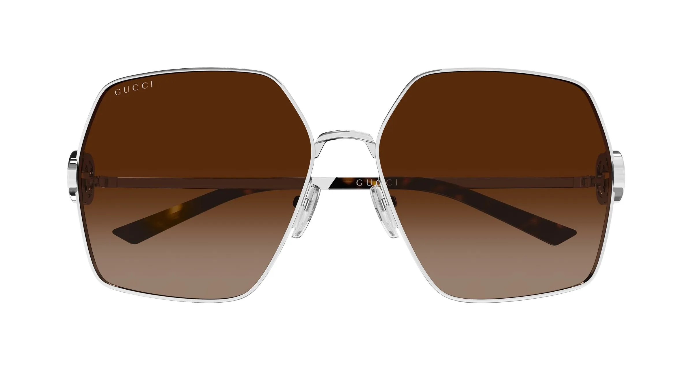 Gucci GG2163S 003 Occhiali da sole Metallo Argento Marrone Squadrata - immagine 2