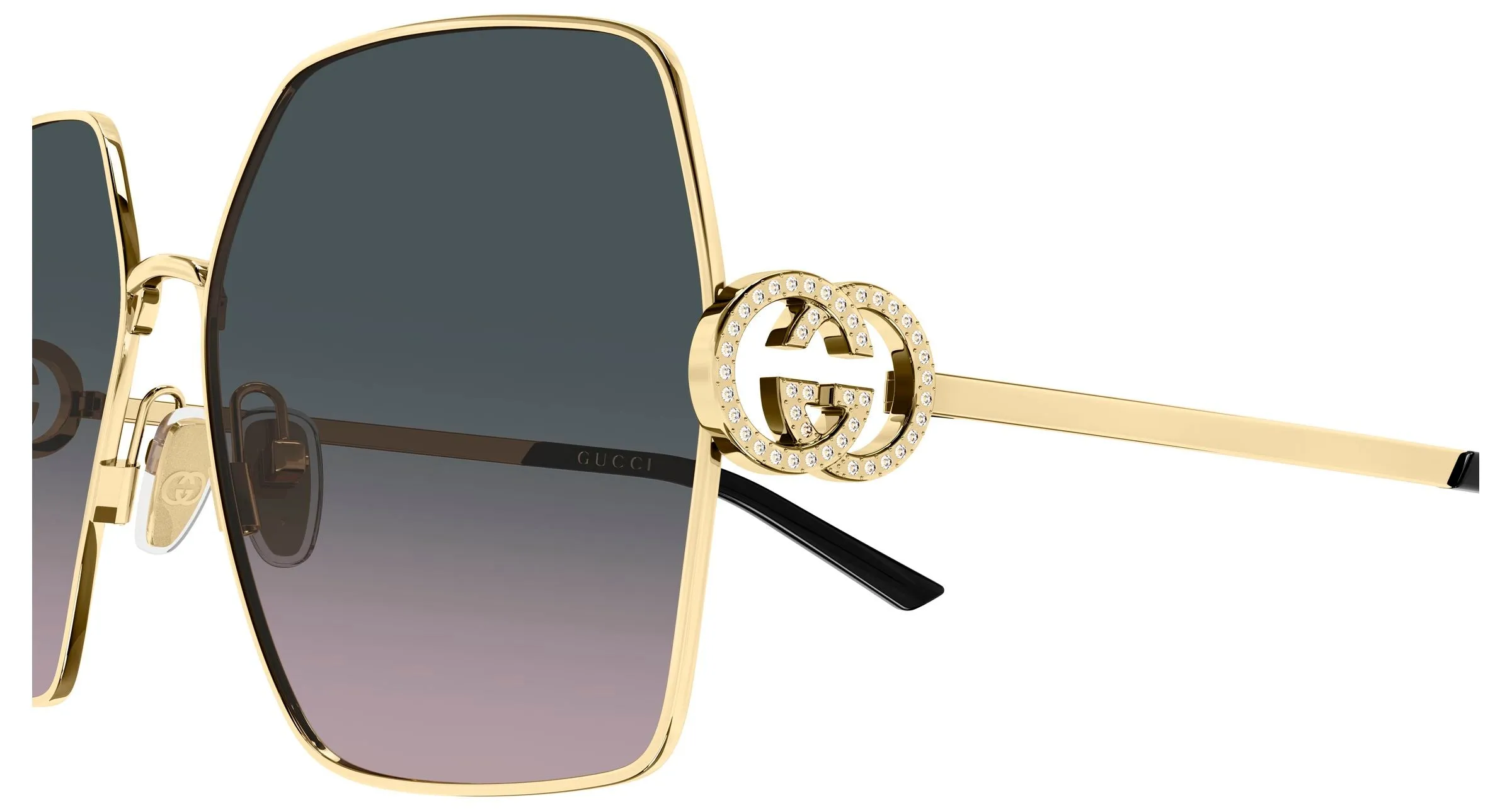Gucci GG2163S 002 Occhiali da sole Metallo Oro Grigio Squadrata - immagine 3