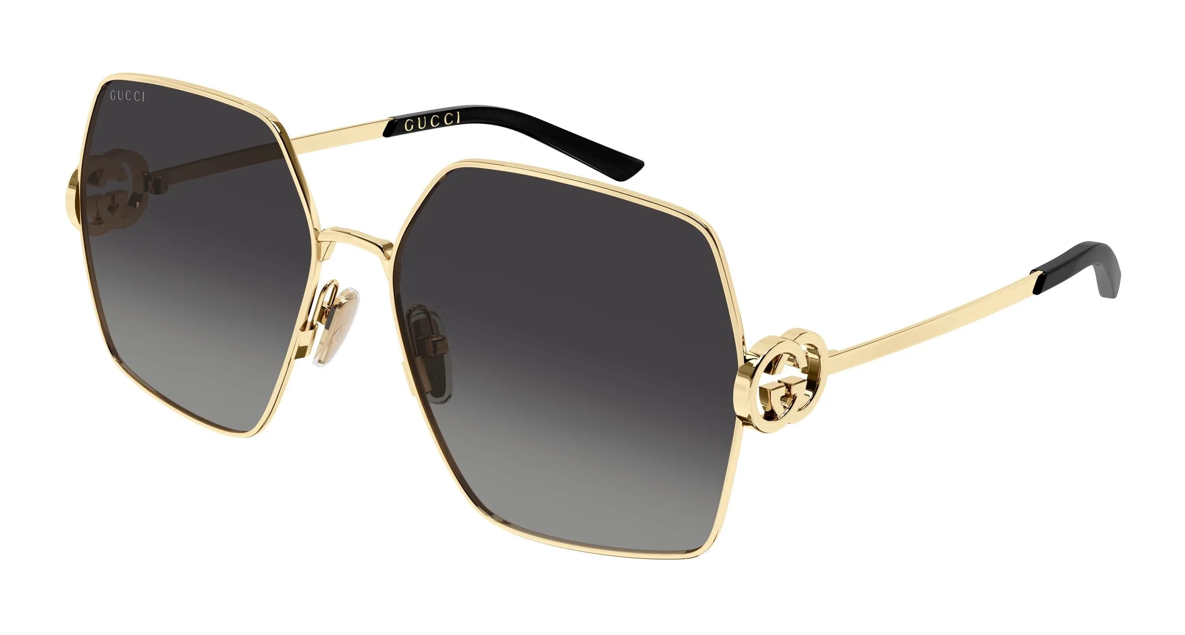 Gucci GG2163S 001 Occhiali da sole Metallo Oro Grigio Squadrata - immagine 1