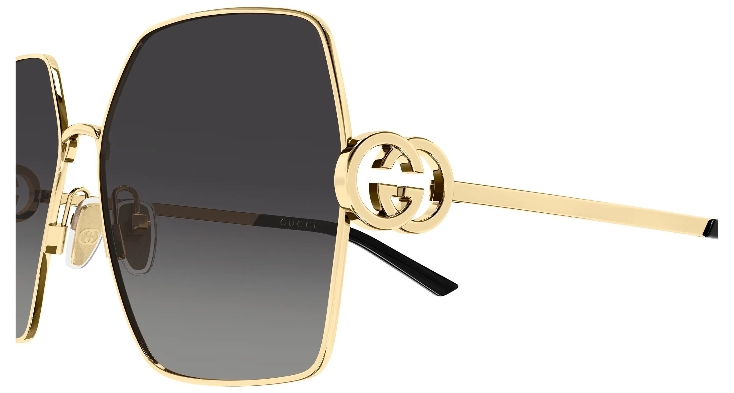 Gucci GG2163S 001 Occhiali da sole Metallo Oro Grigio Squadrata - immagine 3