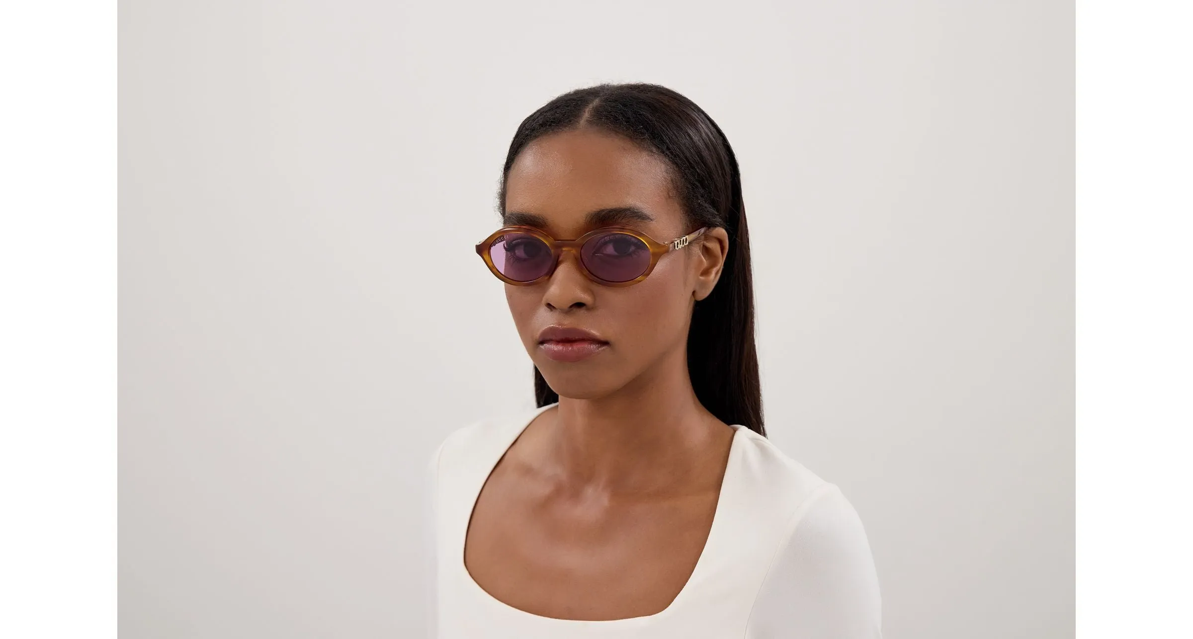 Gucci GG2153S 004 Occhiali da sole Acetato Havana Viola Rotonda - immagine 4