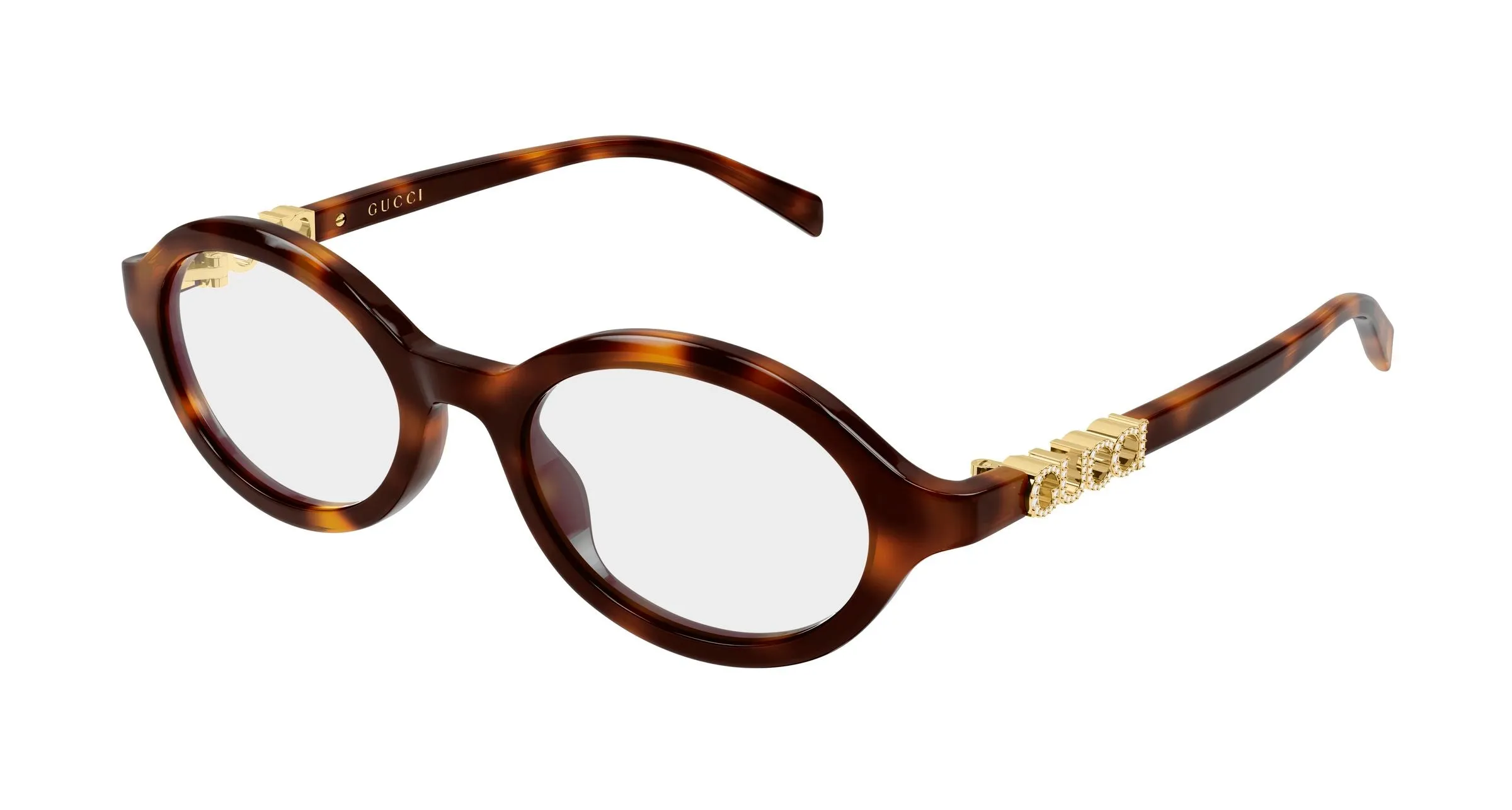 Gucci GG2153O 005 Montature da vista Acetato Havana Trasparente Rotonda - immagine 1