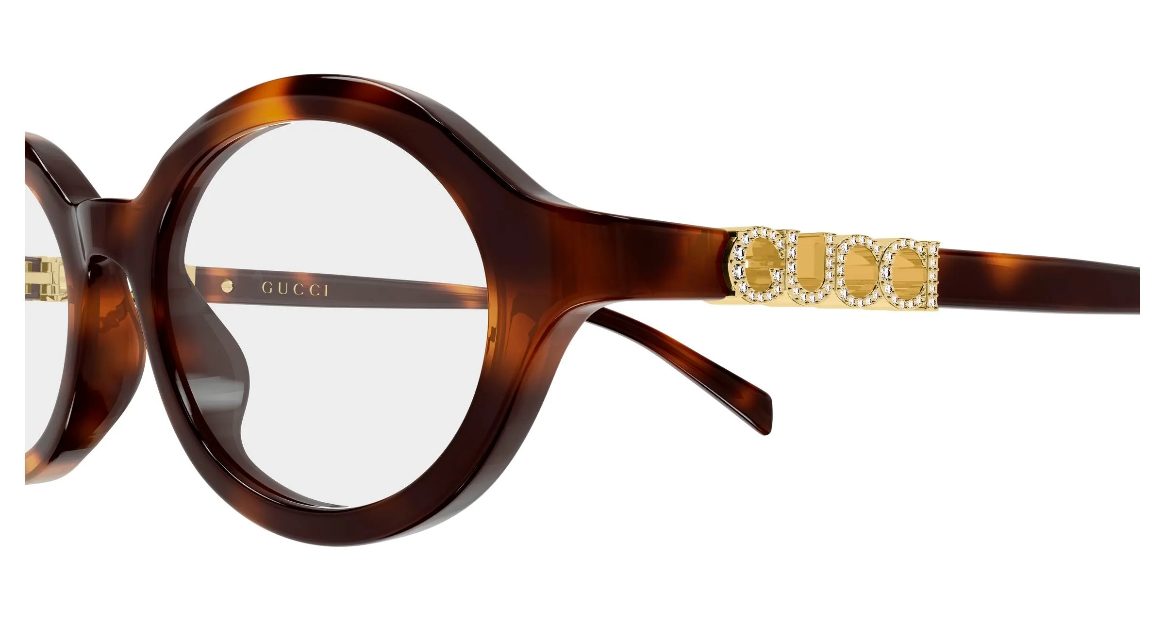 Gucci GG2153O 005 Montature da vista Acetato Havana Trasparente Rotonda - immagine 3