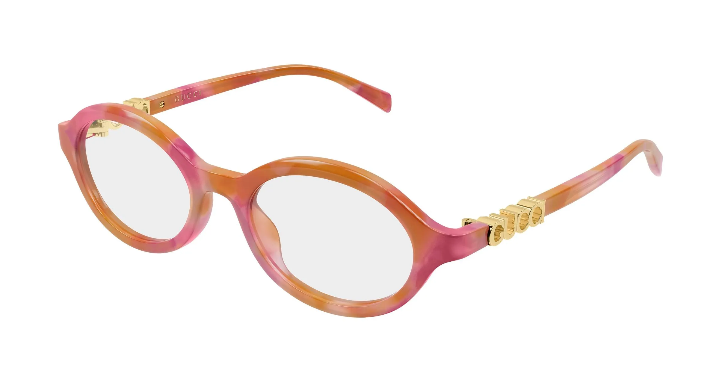 Gucci GG2153O 004 Montature da vista Acetato Havana Trasparente Rotonda - immagine 1