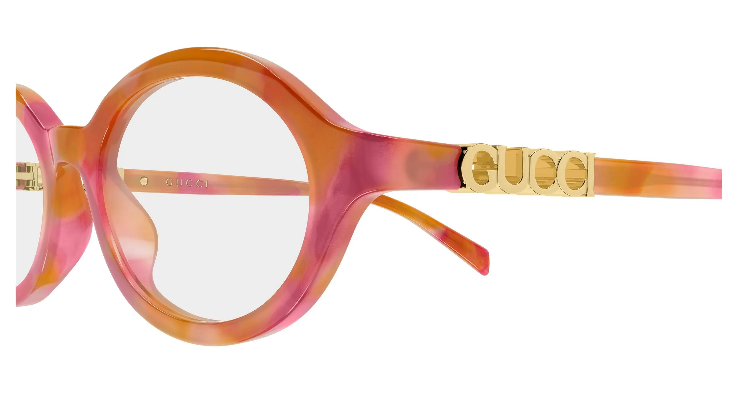 Gucci GG2153O 004 Montature da vista Acetato Havana Trasparente Rotonda - immagine 3