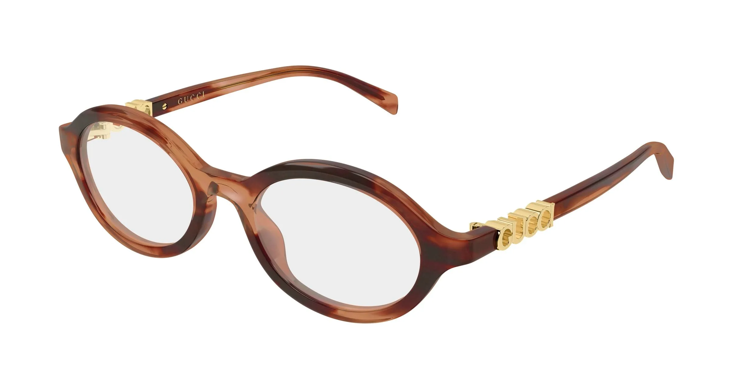 Gucci GG2153O 003 Montature da vista Acetato Havana Trasparente Rotonda - immagine 1