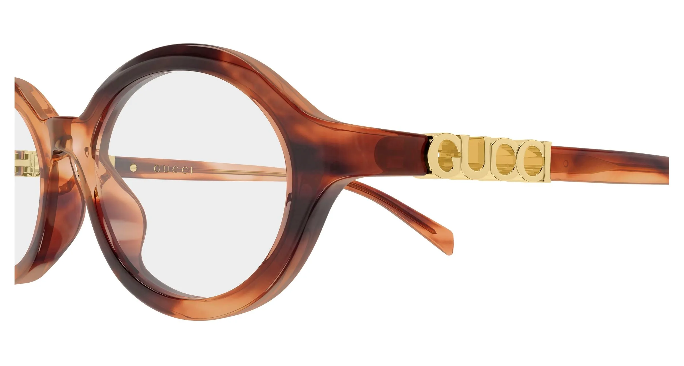 Gucci GG2153O 003 Montature da vista Acetato Havana Trasparente Rotonda - immagine 3