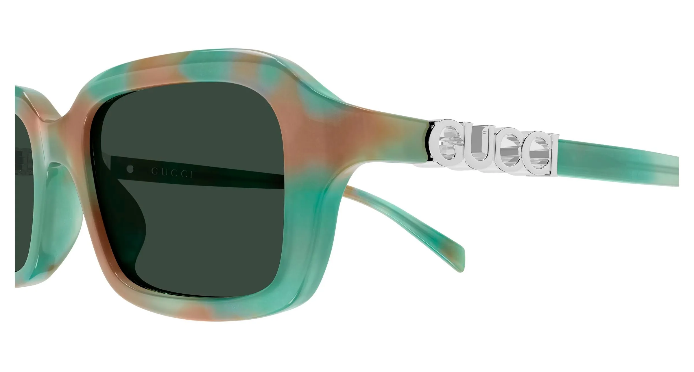 Gucci GG2152S 005 Occhiali da sole Acetato Havana Verde Squadrata - immagine 3