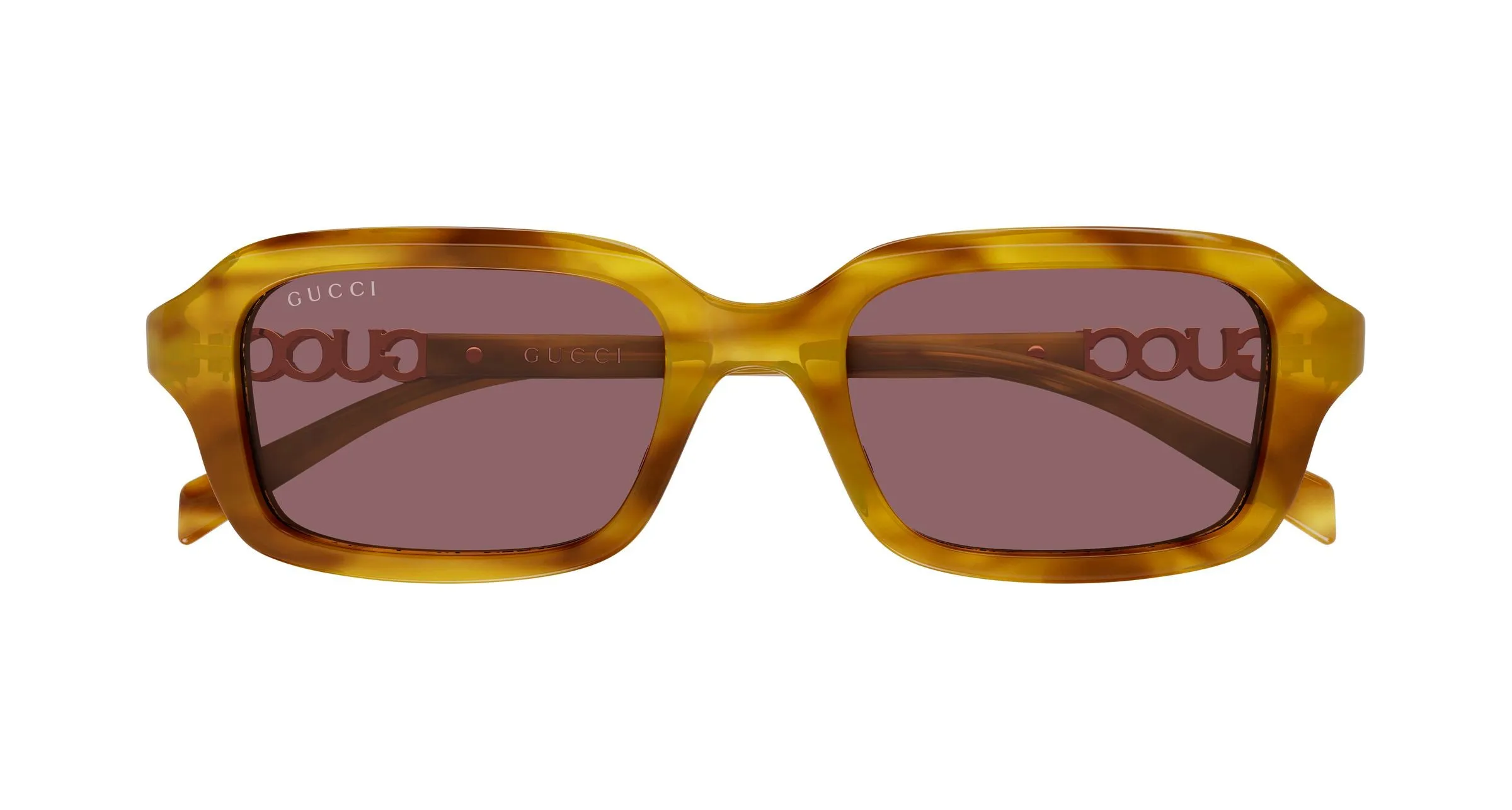 Gucci GG2152S 004 Occhiali da sole Acetato Havana Rosso Squadrata - immagine 2