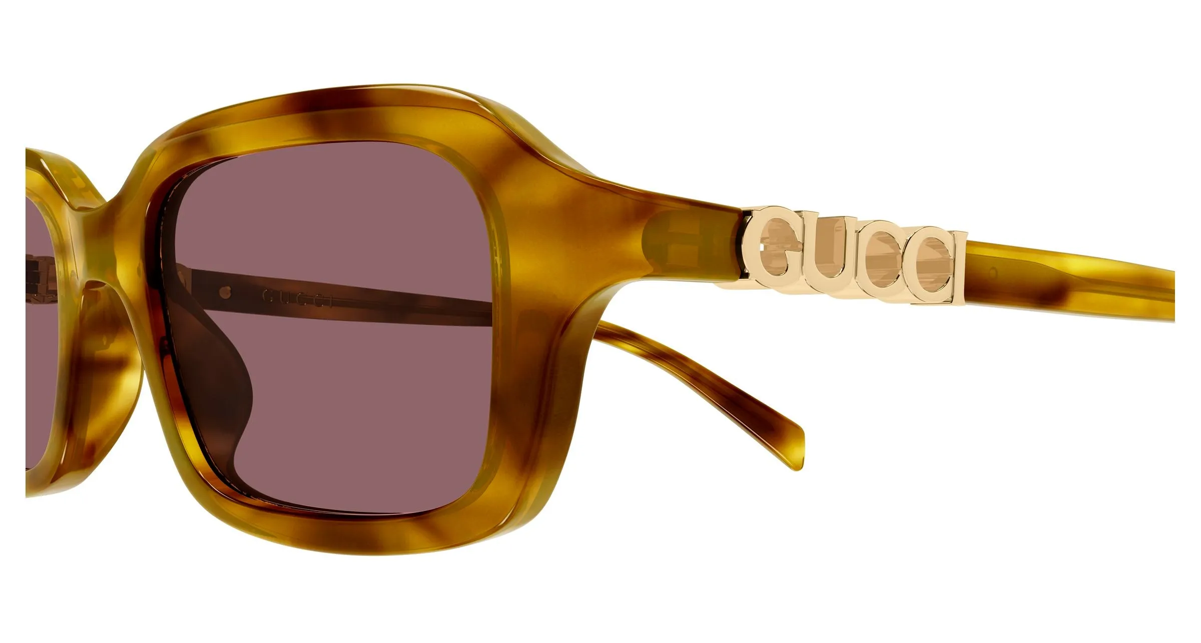 Gucci GG2152S 004 Occhiali da sole Acetato Havana Rosso Squadrata - immagine 3