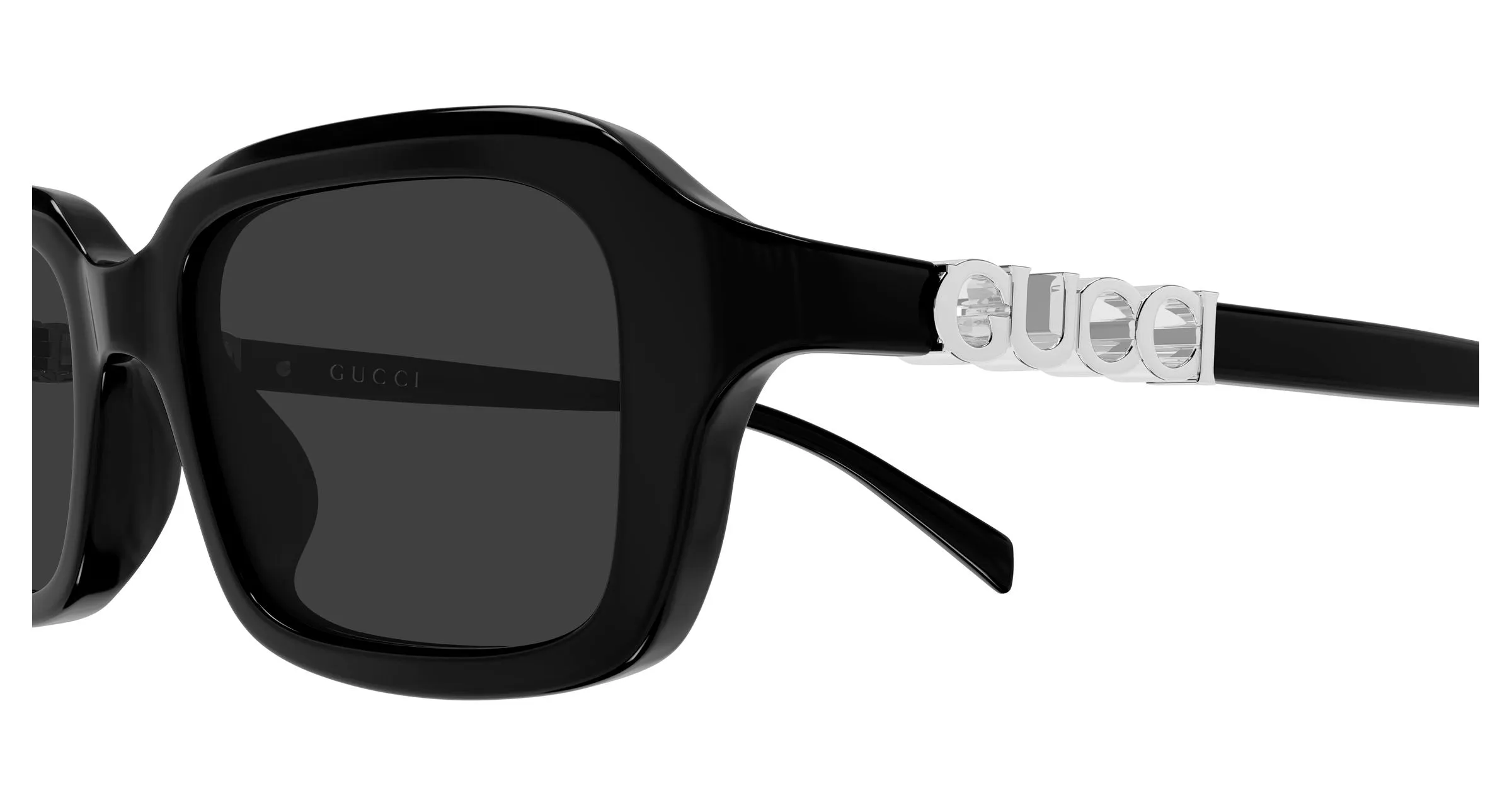 Gucci GG2152S 001 Occhiali da sole Acetato Nero Grigio Squadrata - immagine 3
