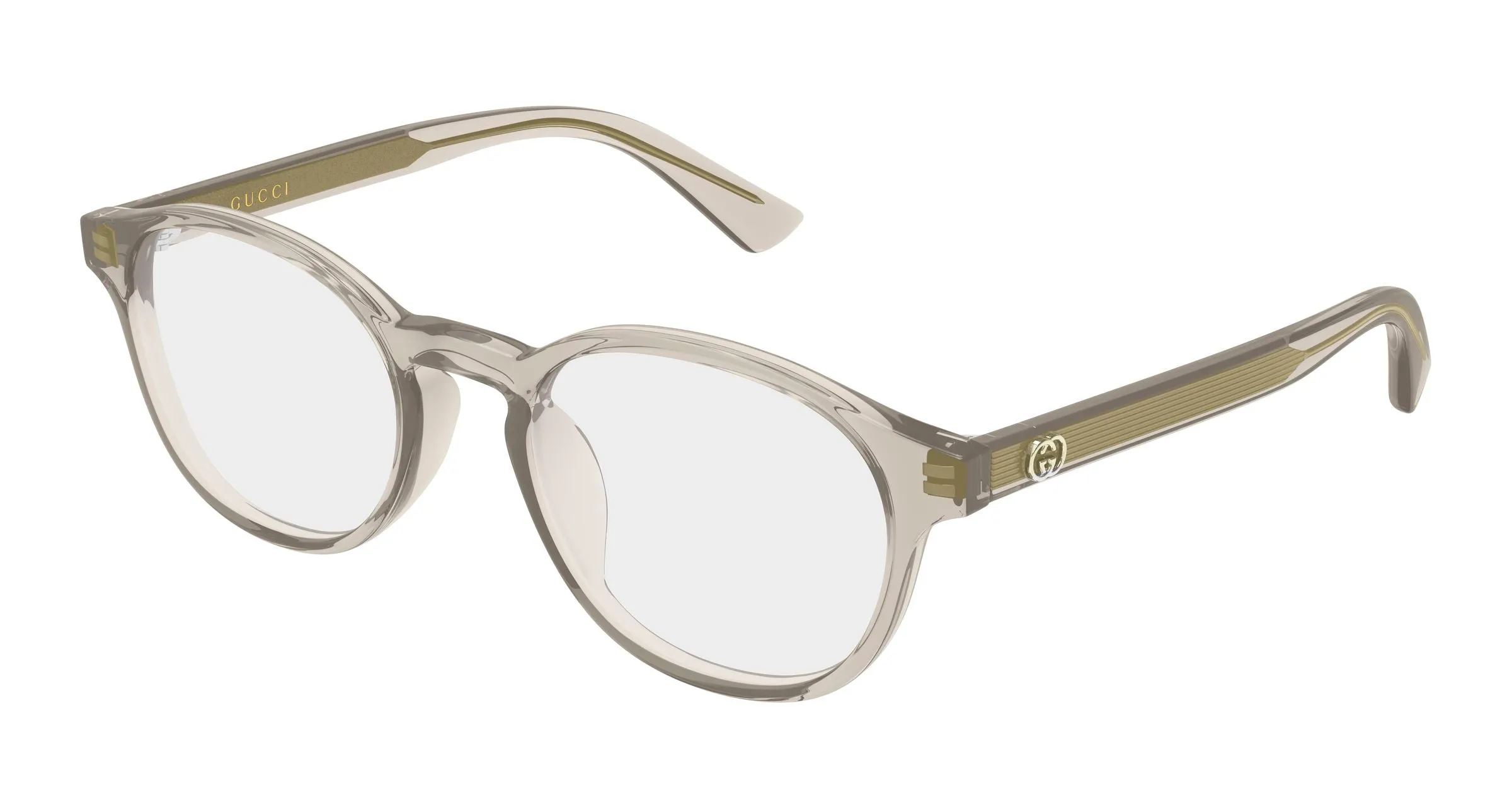 Gucci GG2137OK 002 Montature da vista Acetato Beige Trasparente Rotonda - immagine 1
