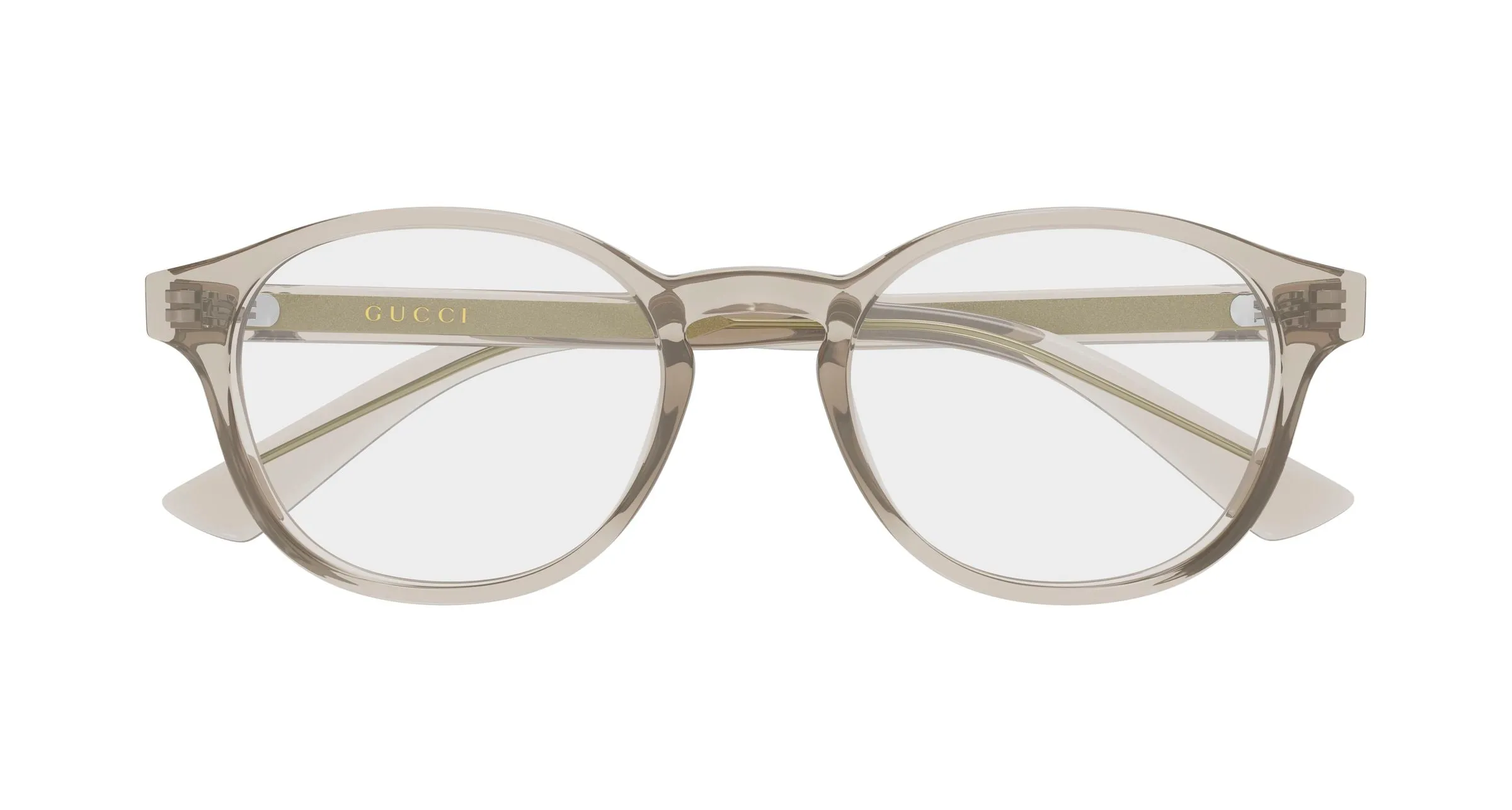Gucci GG2137OK 002 Montature da vista Acetato Beige Trasparente Rotonda - immagine 2