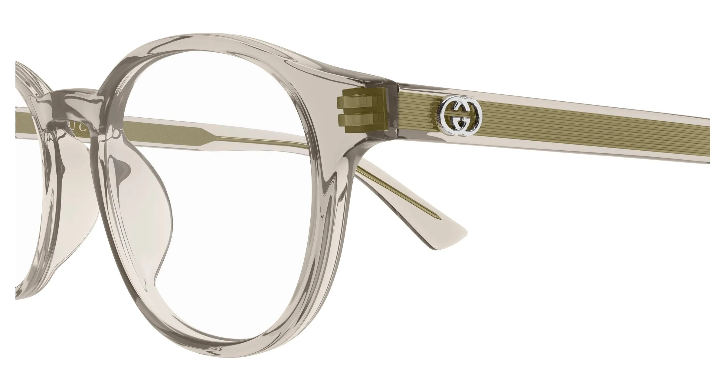 Gucci GG2137OK 002 Montature da vista Acetato Beige Trasparente Rotonda - immagine 3