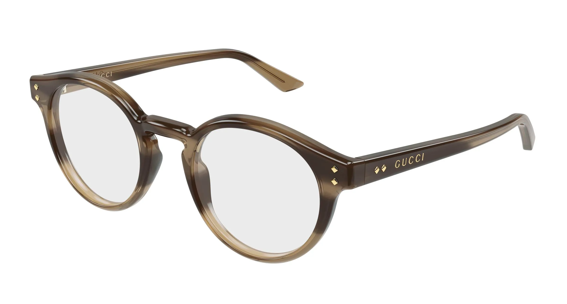Gucci GG2133O 004 Montature da vista Acetato Havana Trasparente Rotonda - immagine 1