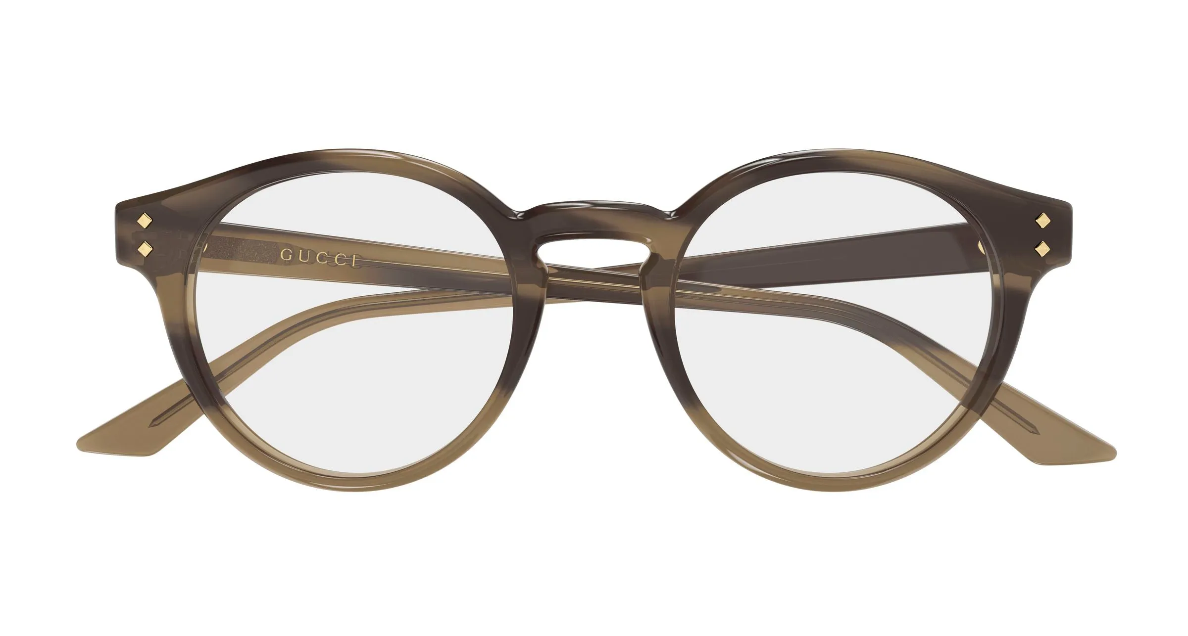 Gucci GG2133O 004 Montature da vista Acetato Havana Trasparente Rotonda - immagine 2