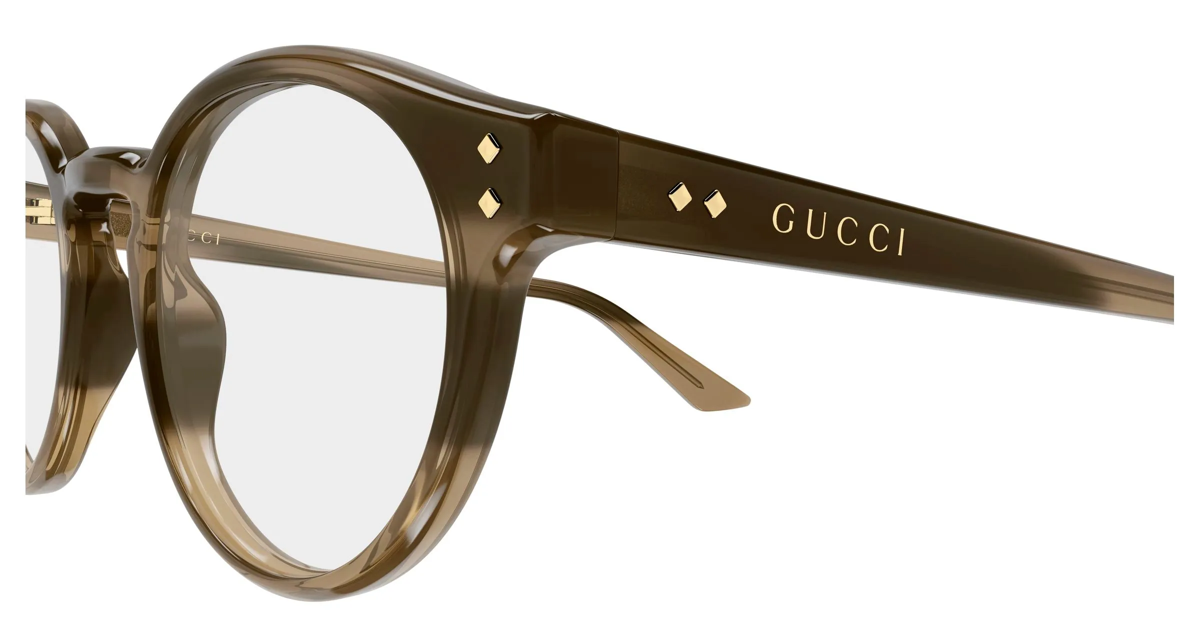 Gucci GG2133O 004 Montature da vista Acetato Havana Trasparente Rotonda - immagine 3