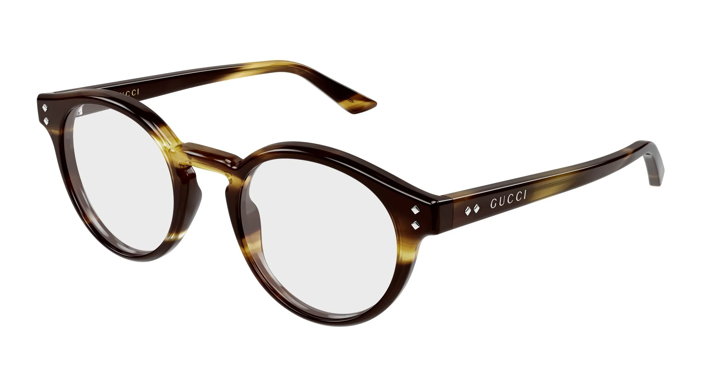 Gucci GG2133O 002 Montature da vista Acetato Havana Trasparente Rotonda - immagine 1