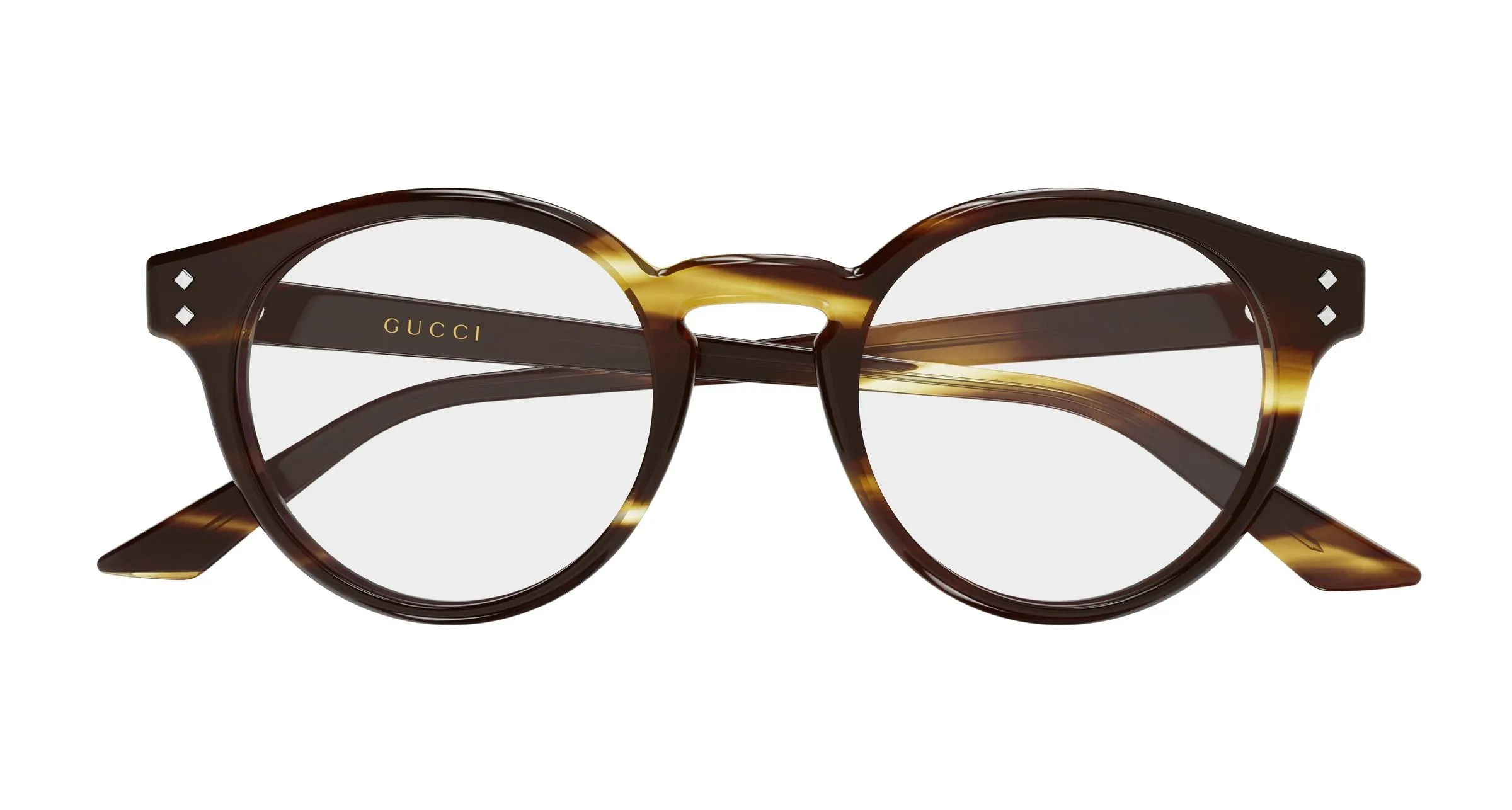 Gucci GG2133O 002 Montature da vista Acetato Havana Trasparente Rotonda - immagine 2