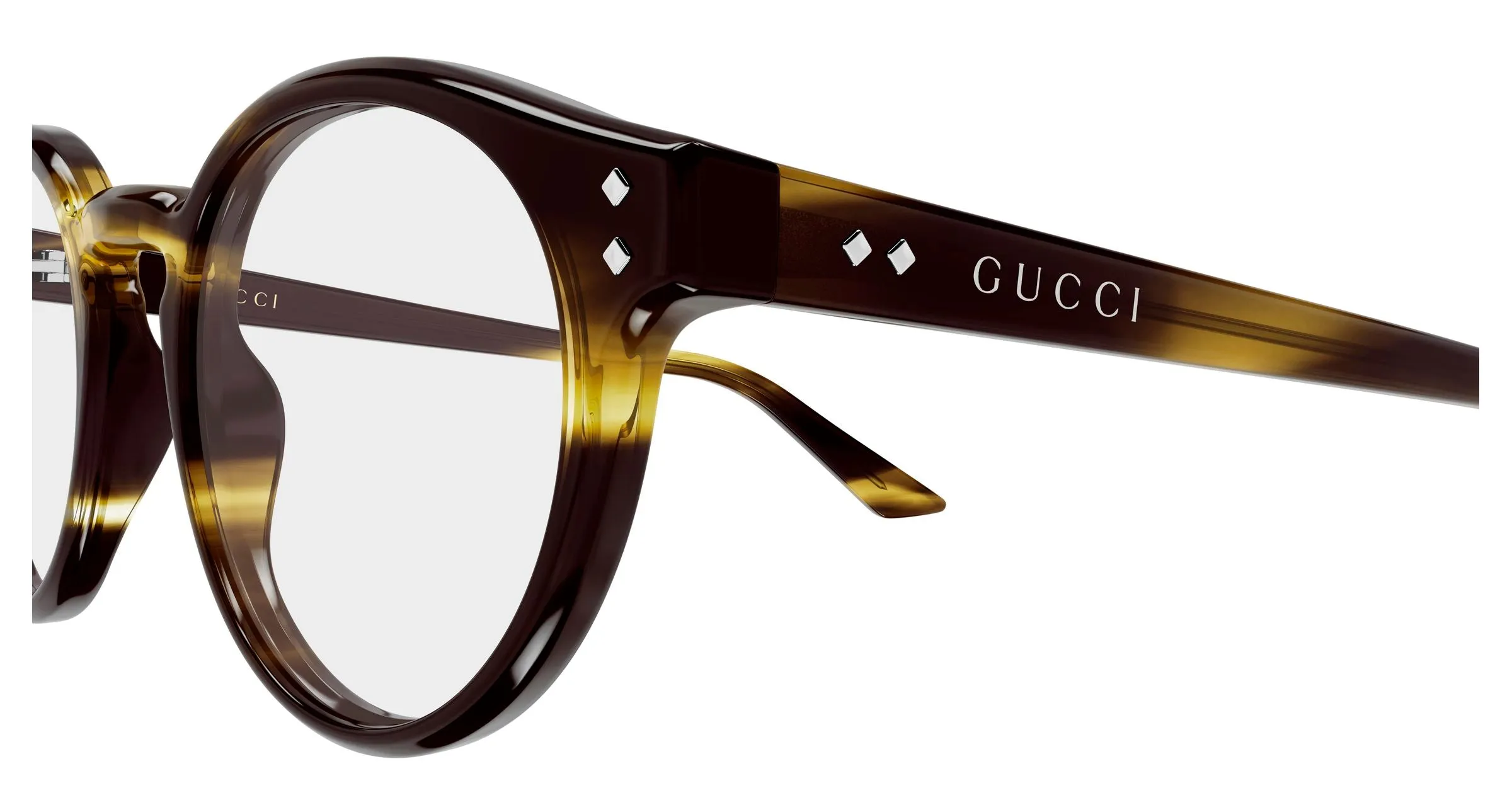 Gucci GG2133O 002 Montature da vista Acetato Havana Trasparente Rotonda - immagine 3