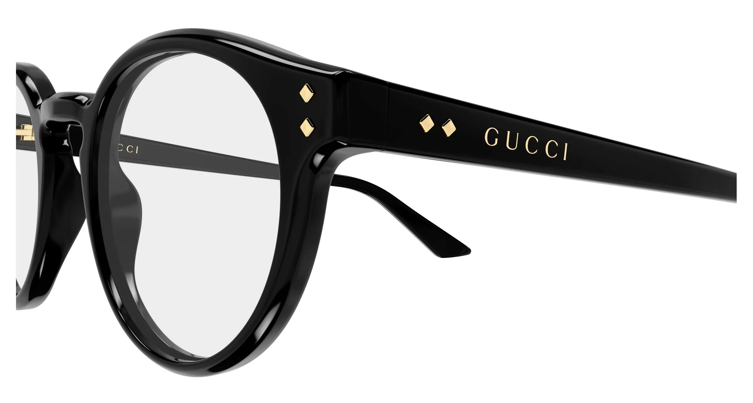 Gucci GG2133O 001 Montature da vista Acetato Nero Trasparente Rotonda - immagine 3