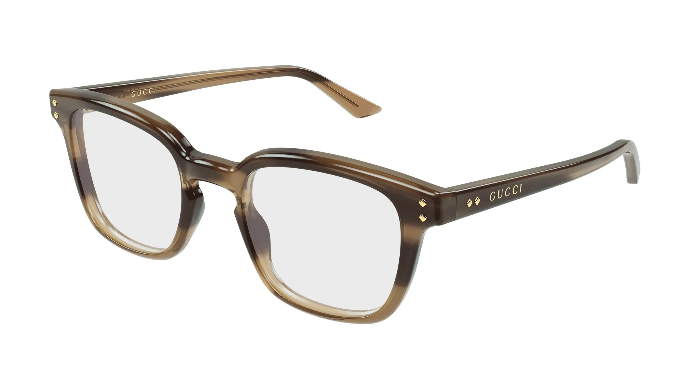 Gucci GG2132O 012 Montature da vista Acetato Havana Trasparente Squadrata - immagine 1