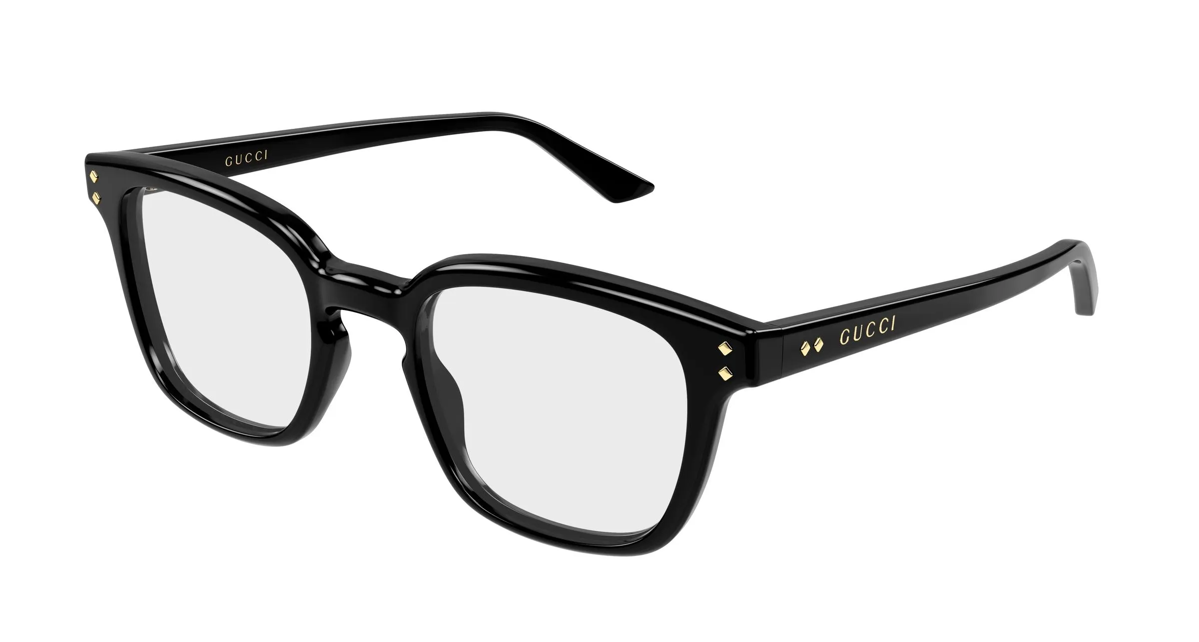 Gucci GG2132O 009 Montature da vista Acetato Nero Trasparente Squadrata - immagine 1