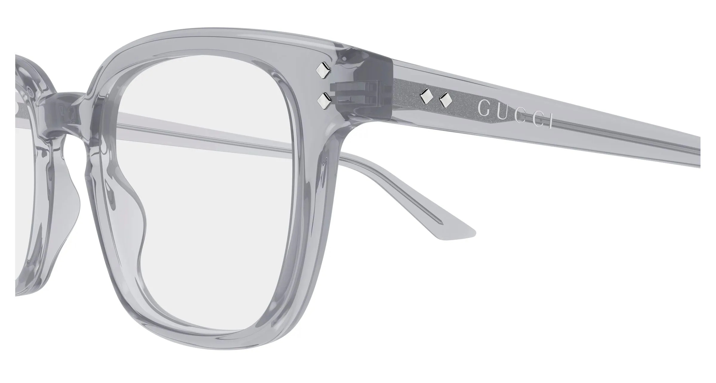 Gucci GG2132O 007 Montature da vista Acetato Grigio Trasparente Squadrata - immagine 3