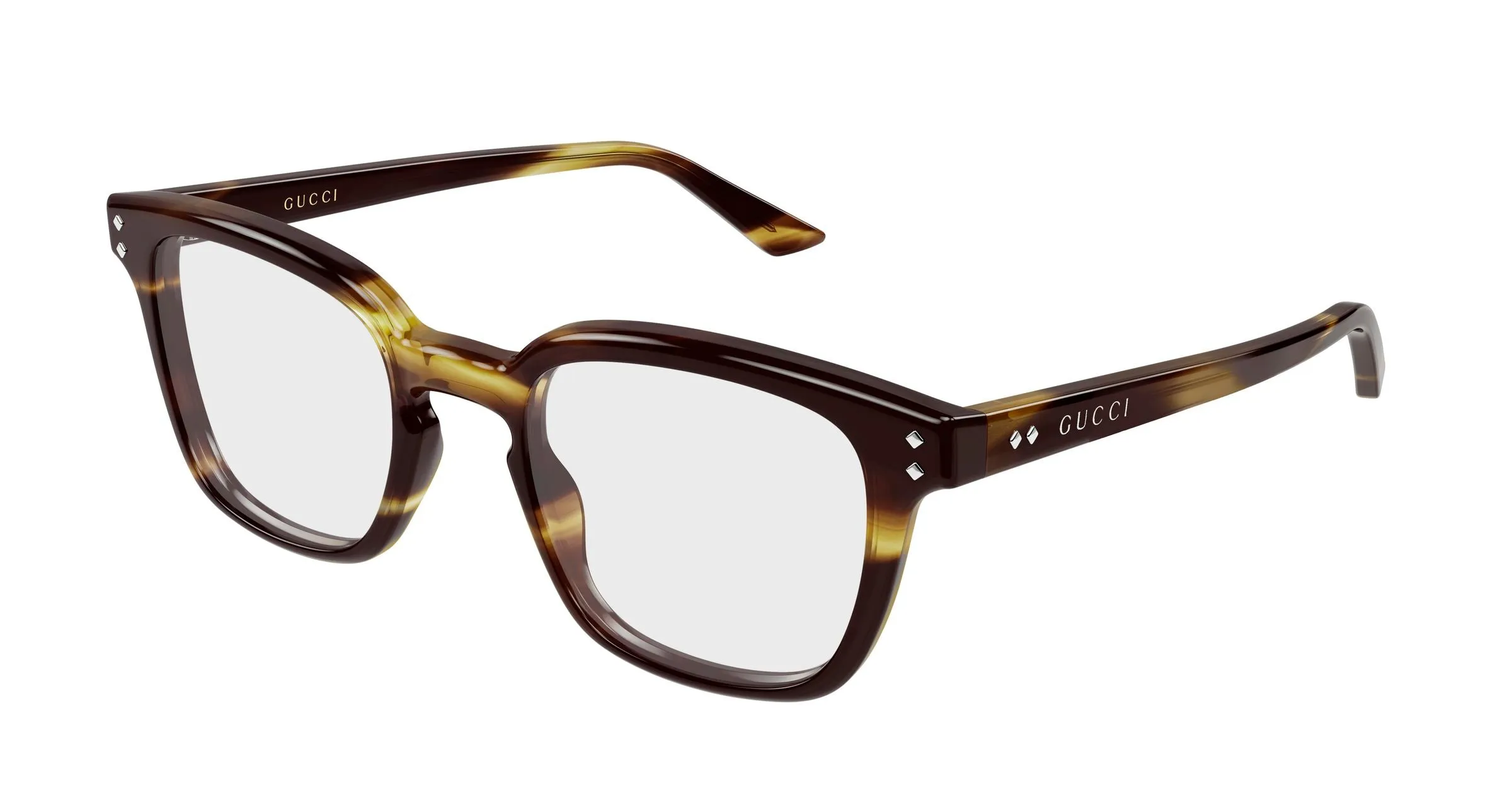 Gucci GG2132O 006 Montature da vista Acetato Havana Trasparente Squadrata - immagine 1