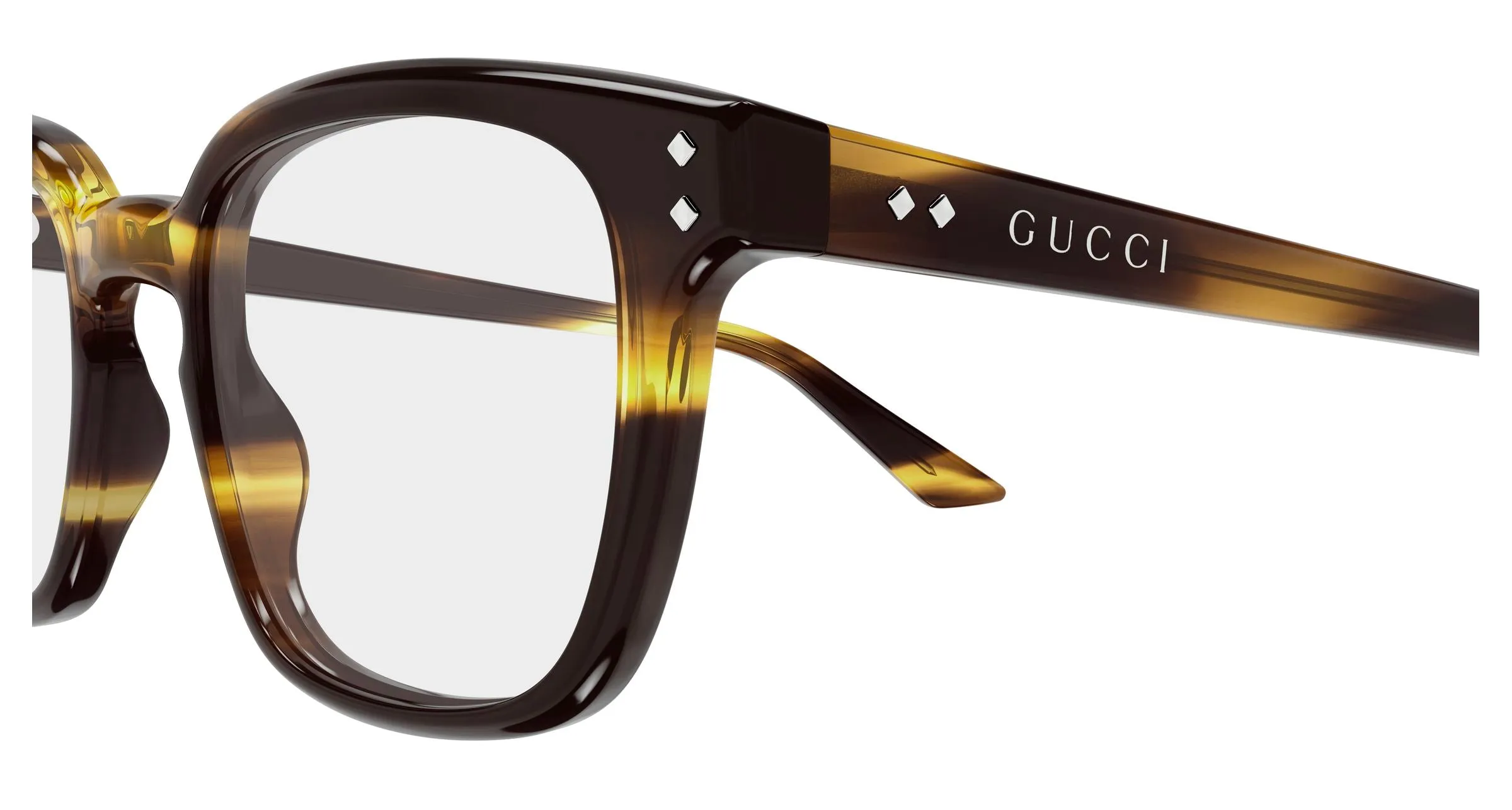 Gucci GG2132O 006 Montature da vista Acetato Havana Trasparente Squadrata - immagine 3