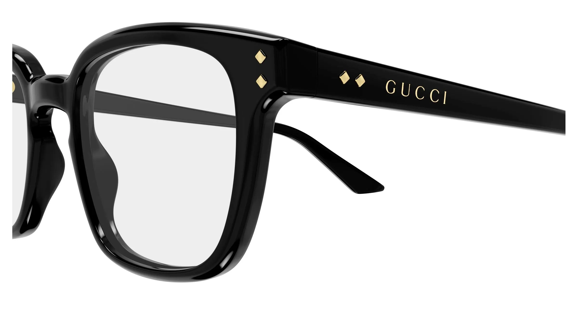 Gucci GG2132O 005 Montature da vista Acetato Nero Trasparente Squadrata - immagine 3