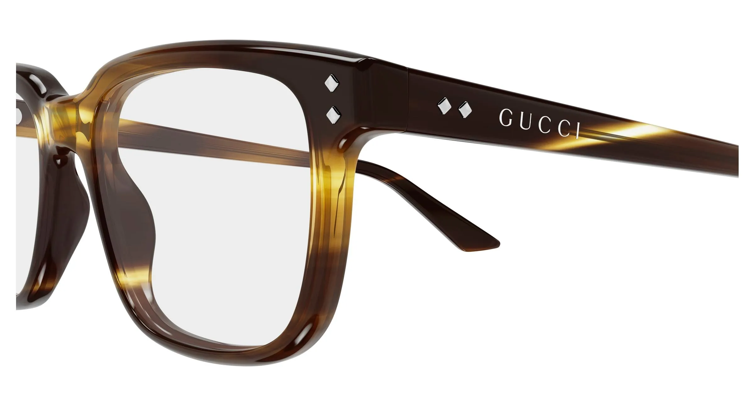 Gucci GG2131O 006 Montature da vista Acetato Havana Trasparente Squadrata - immagine 3
