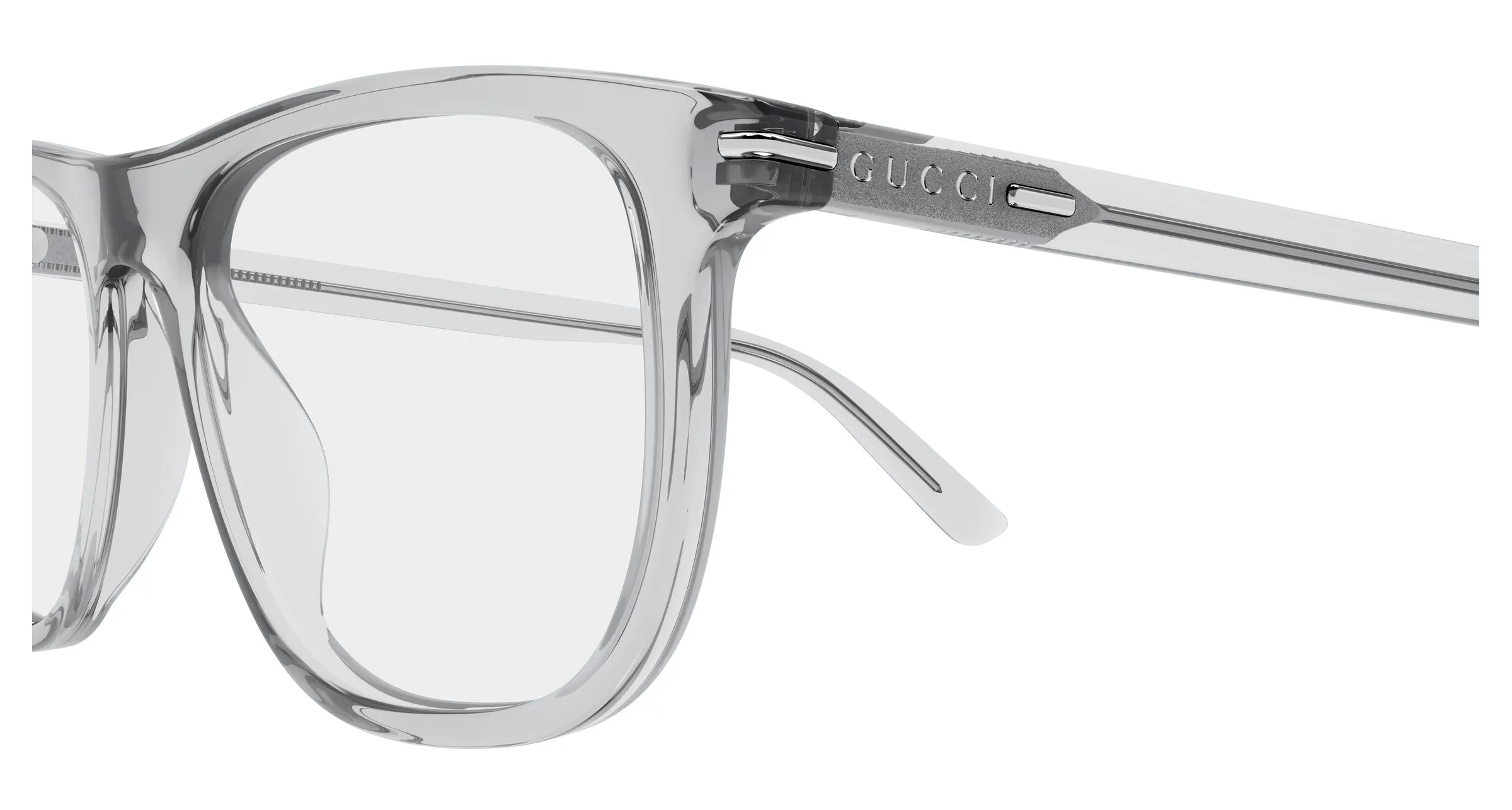 Gucci GG2130O 004 Montature da vista Acetato Grigio Trasparente Squadrata - immagine 3