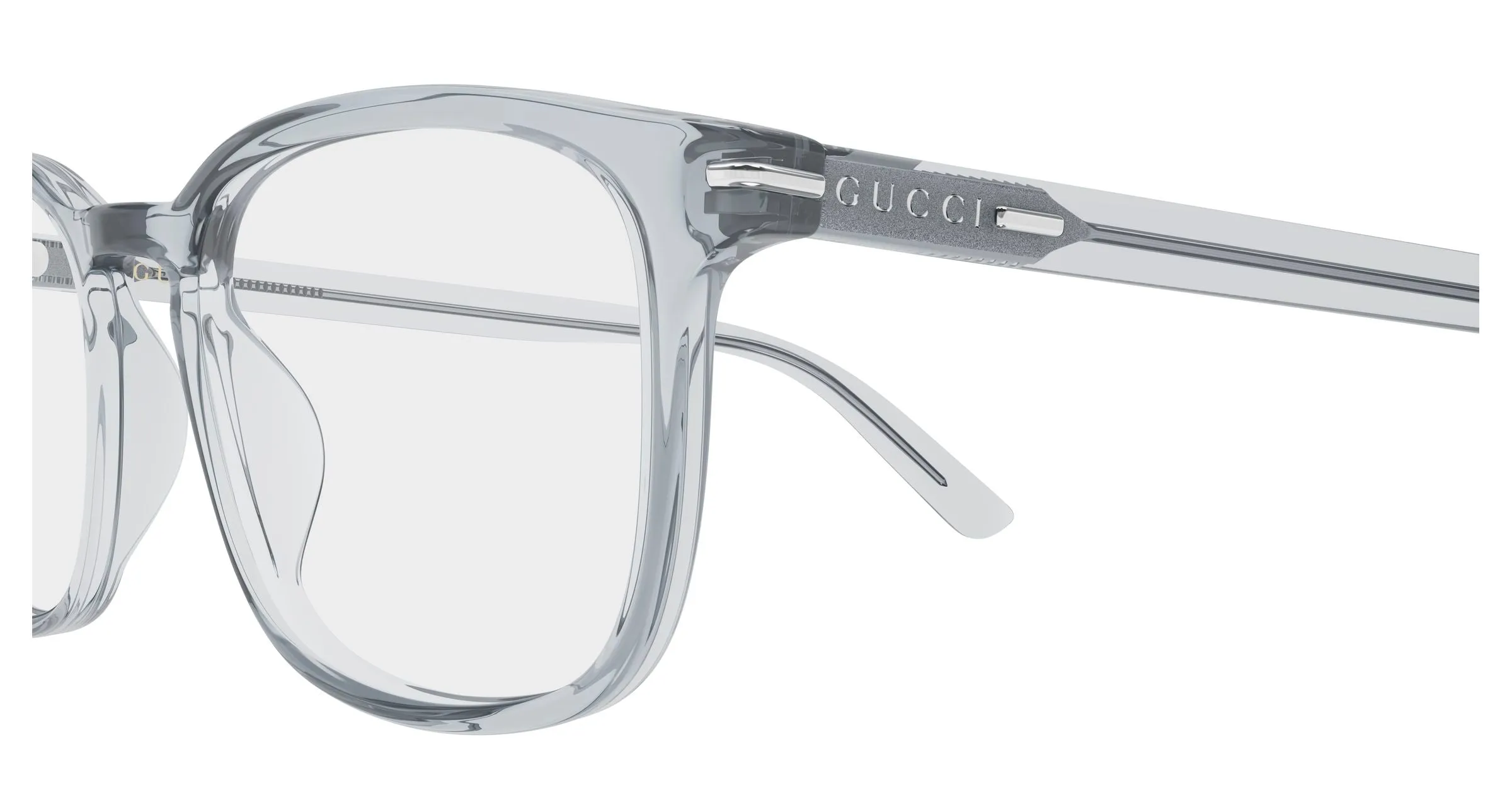 Gucci GG2129O 004 Montature da vista Acetato Grigio Trasparente Squadrata - immagine 3